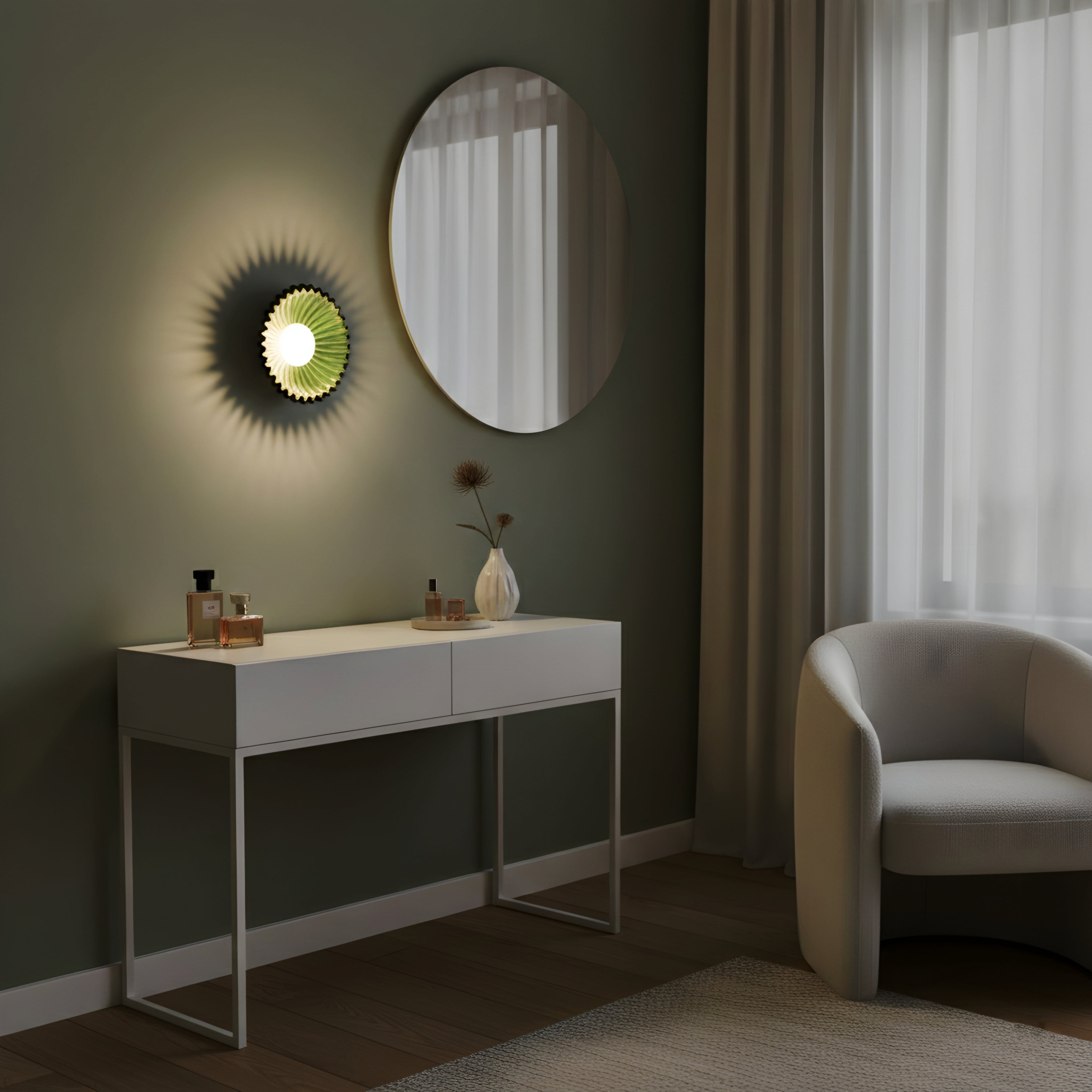Solara Radiant Round Wall Sconce – Modern LED Sunburst Decorative Accent Sconce Light