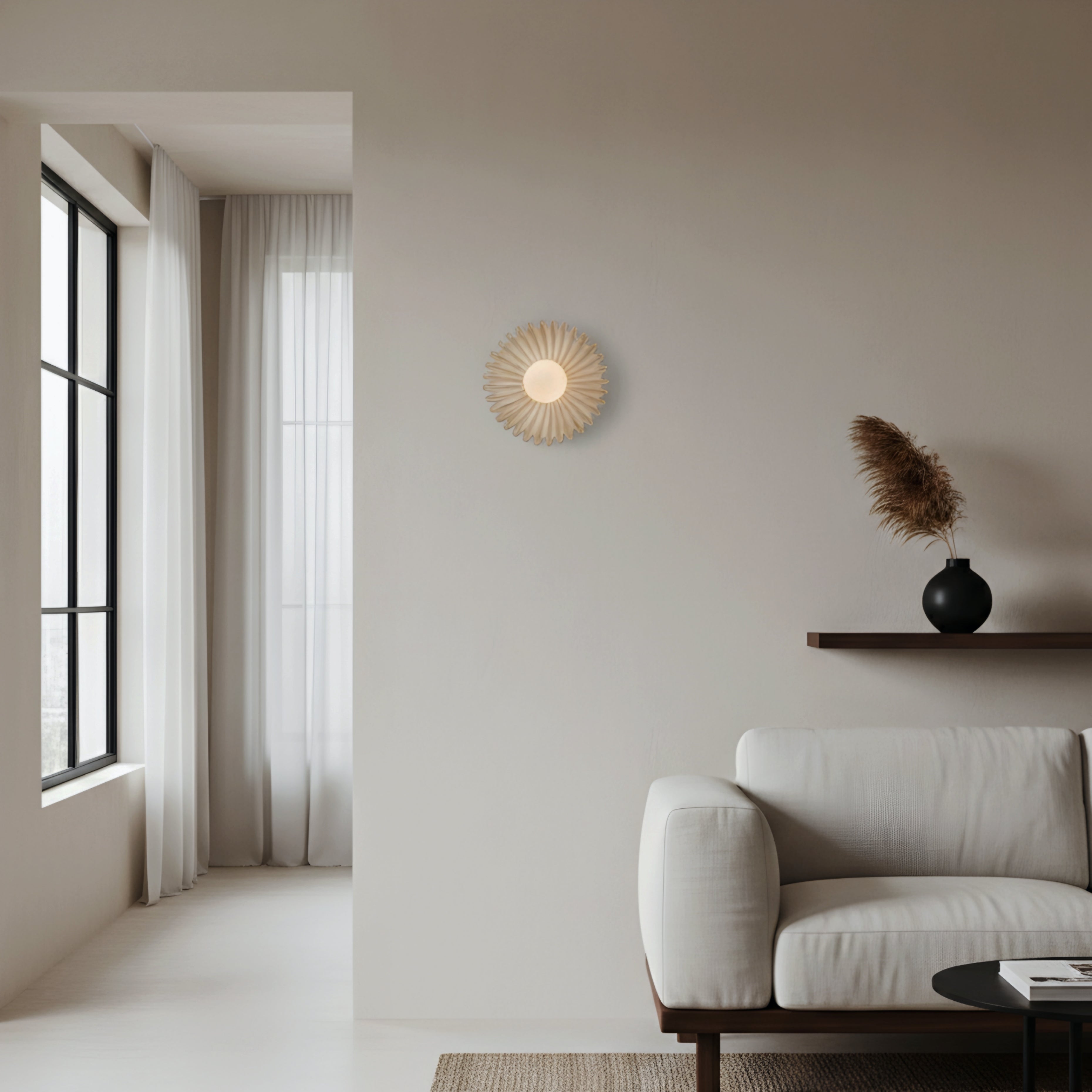 Solara Radiant Round Wall Sconce – Modern LED Sunburst Decorative Accent Sconce Light