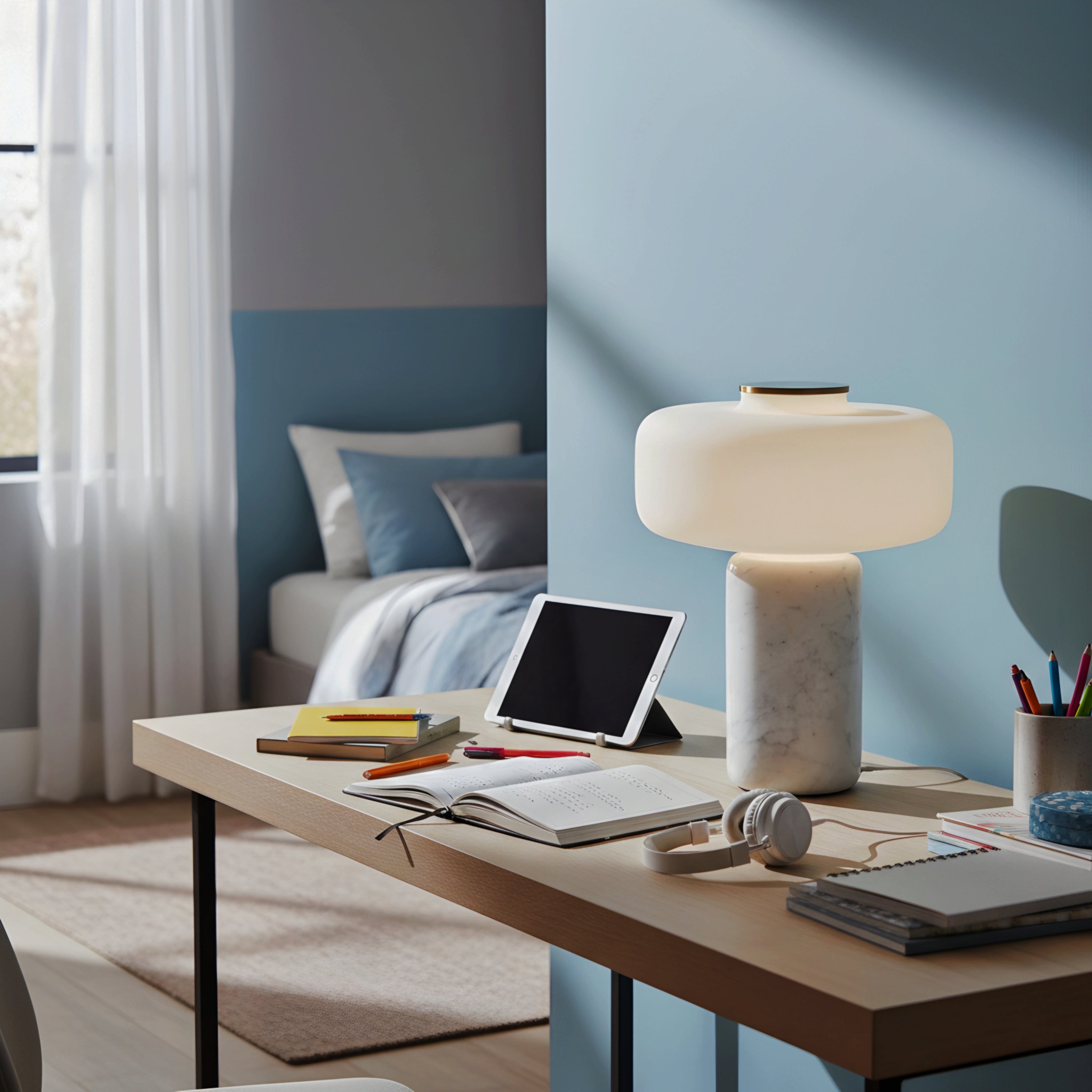 Marvella Marble Table Lamp – Modern Frosted Glass Bedside Nightstand Accent Light