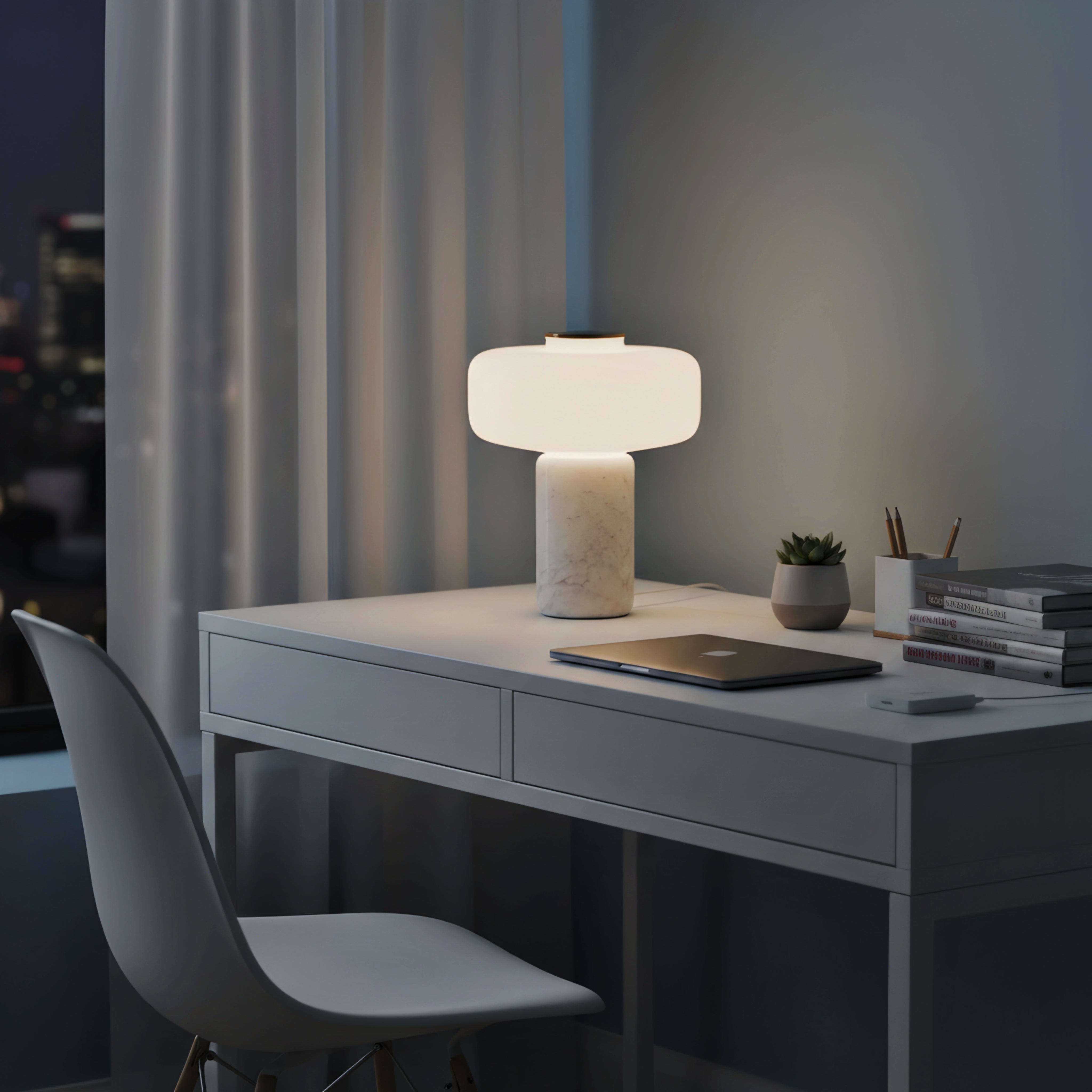 Marvella Marble Table Lamp – Modern Frosted Glass Bedside Nightstand Accent Light