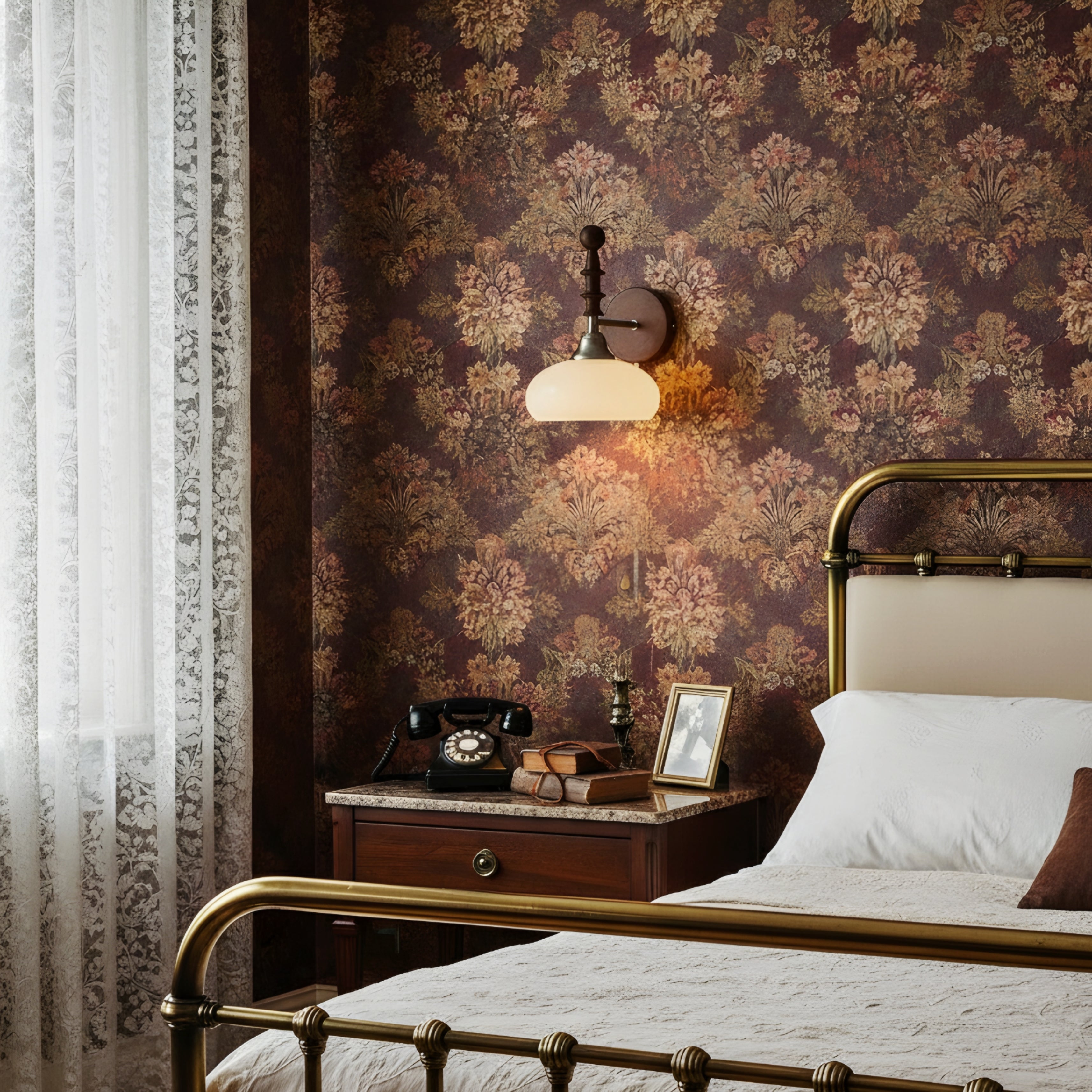Brixton Heritage Wall Lamp – Vintage Wood Brass Pull Chain Bedside Wall Sconce
