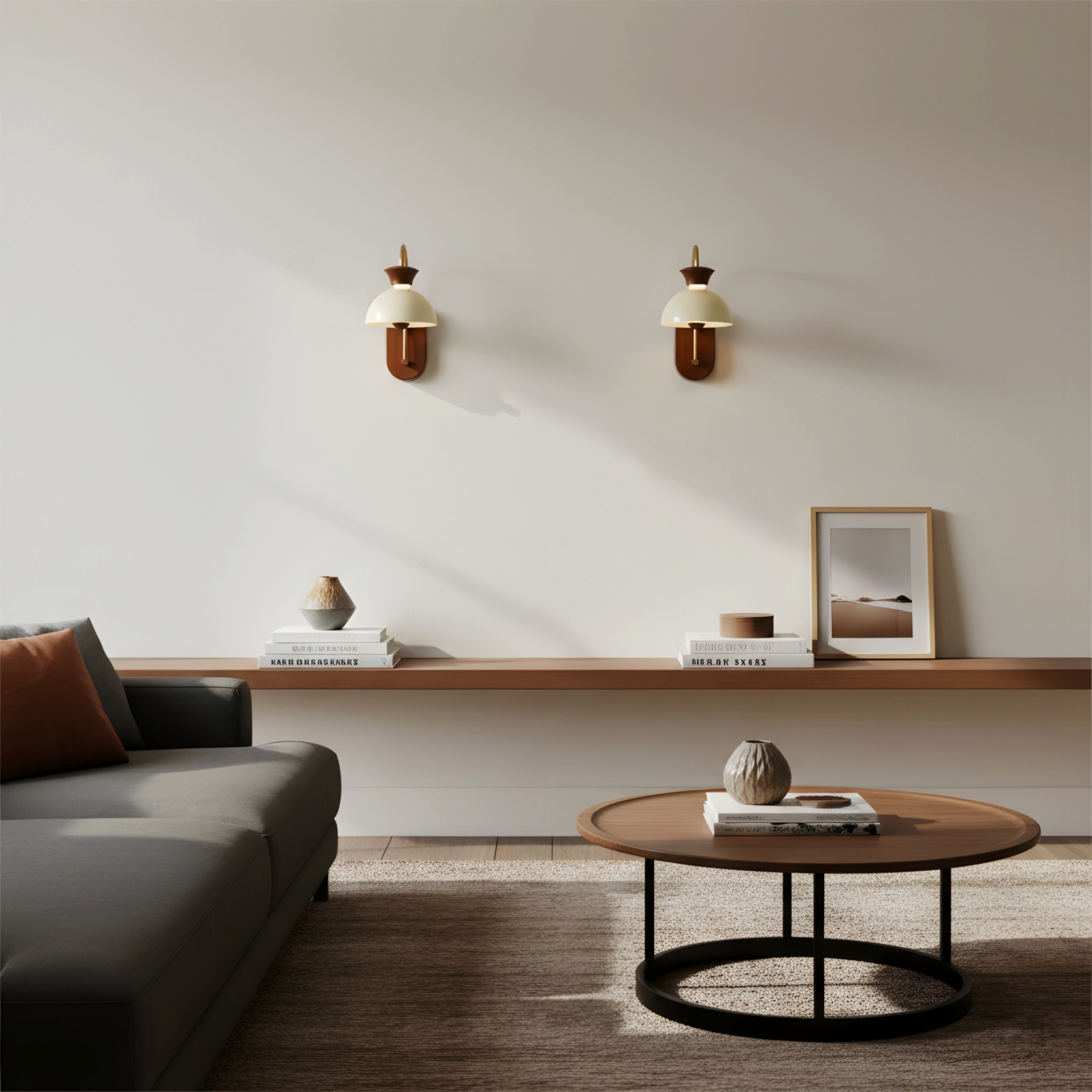 Harlow Arch Wall Lamp – Mid Century Wood Brass Bedside Reading Wall Sconce