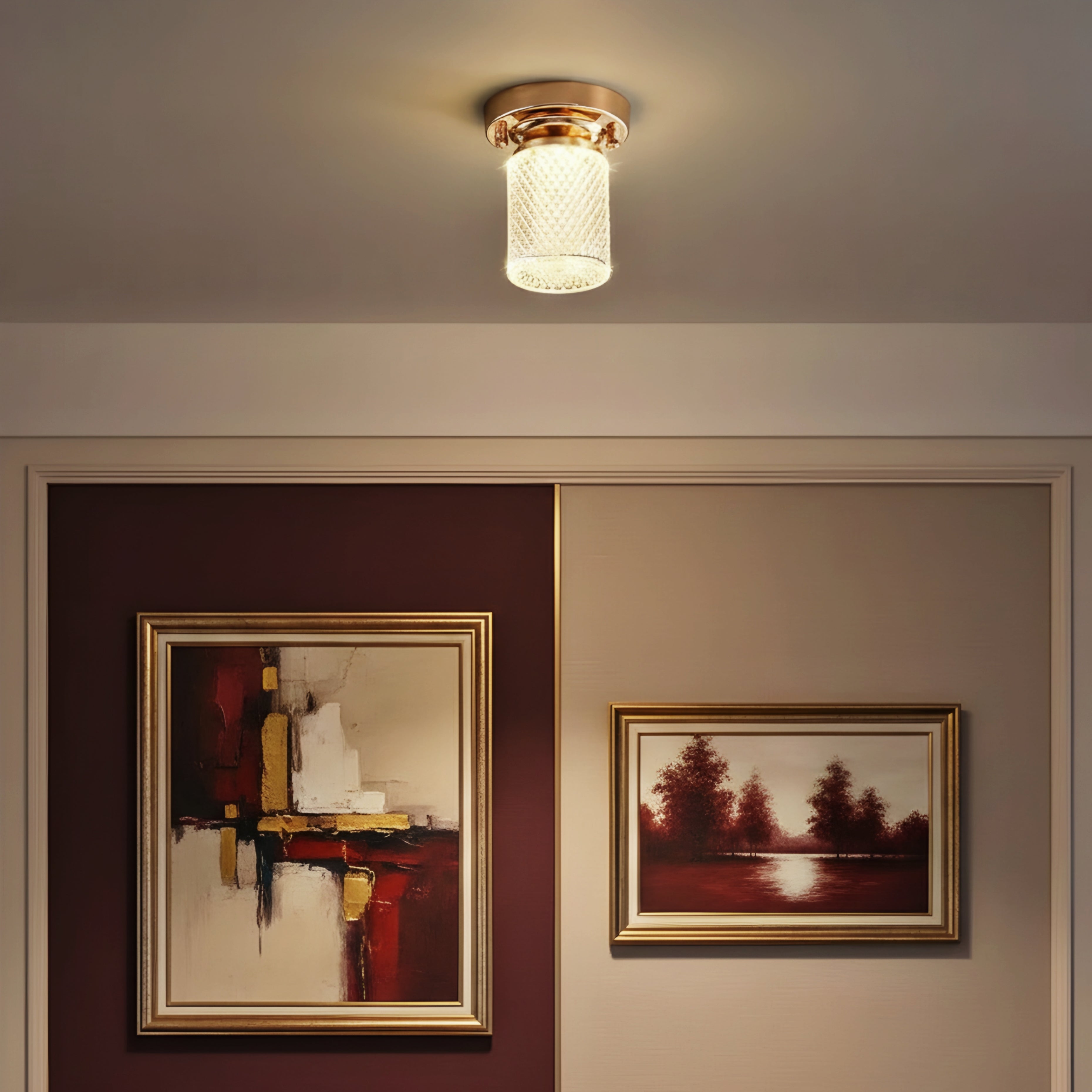 Orlena Crystal Flush Mount Ceiling Light – Modern Gold LED Hallway Entryway Fixture