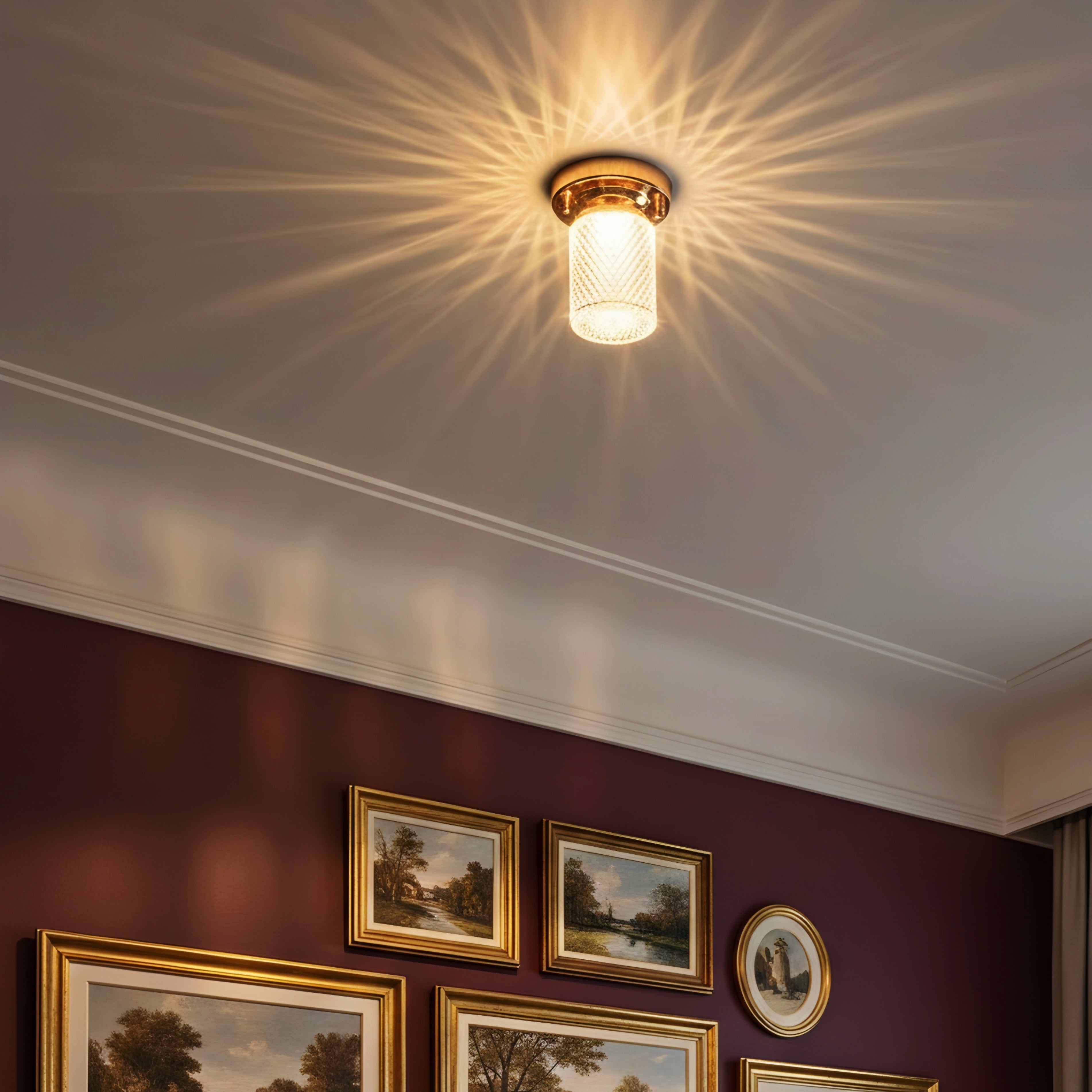 Orlena Crystal Flush Mount Ceiling Light – Modern Gold LED Hallway Entryway Fixture