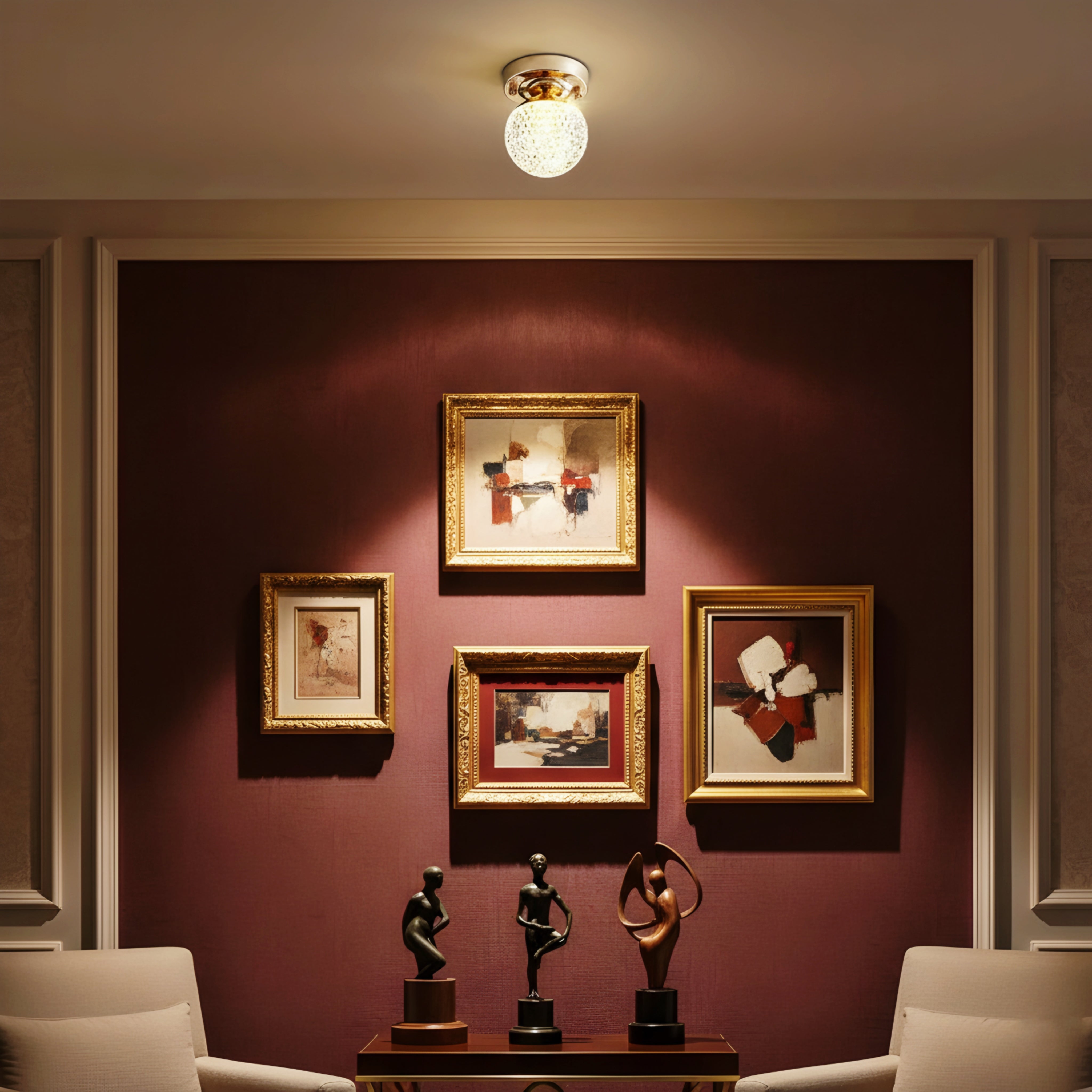 Orlena Crystal Flush Mount Ceiling Light – Modern Gold LED Hallway Entryway Fixture