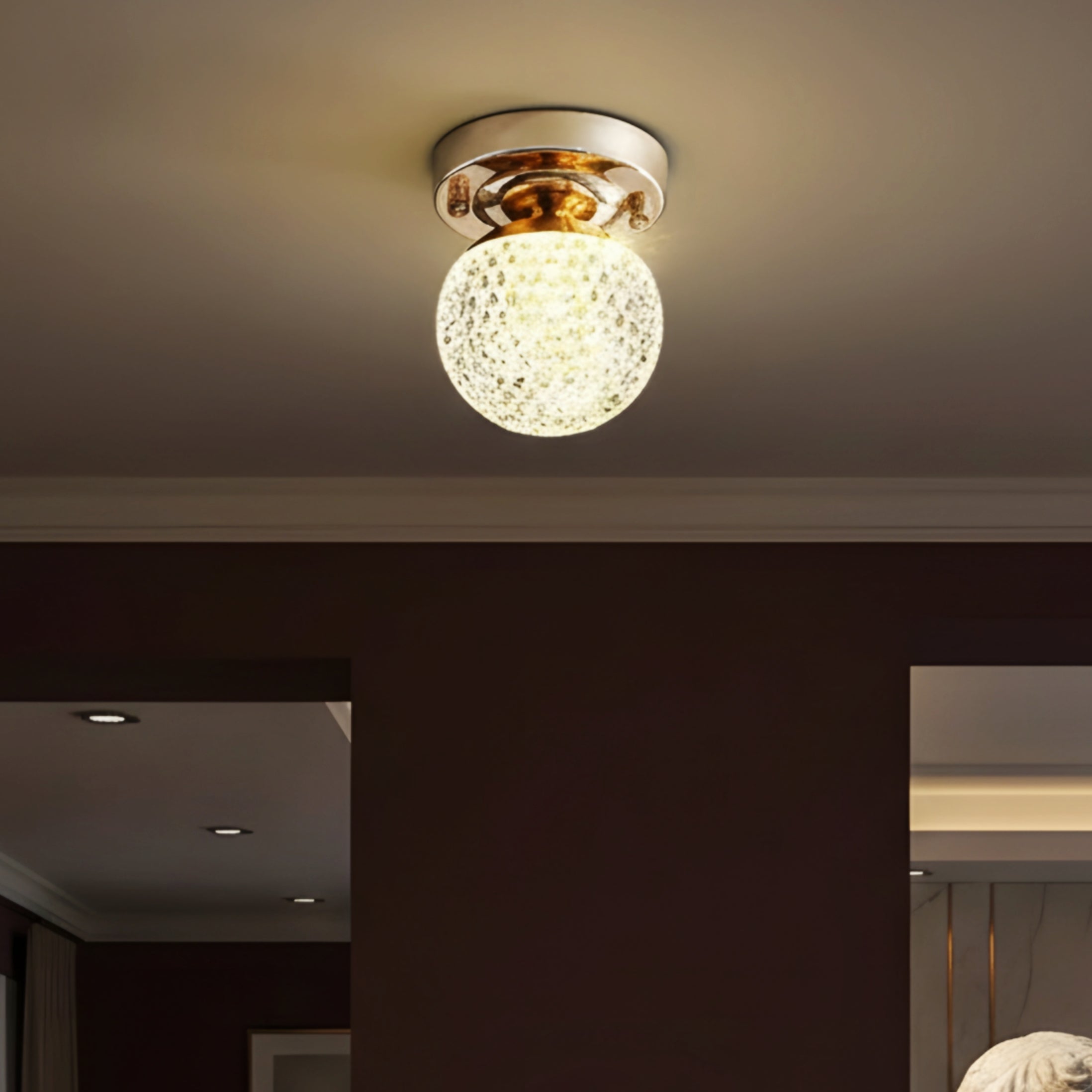 Orlena Crystal Flush Mount Ceiling Light – Modern Gold LED Hallway Entryway Fixture