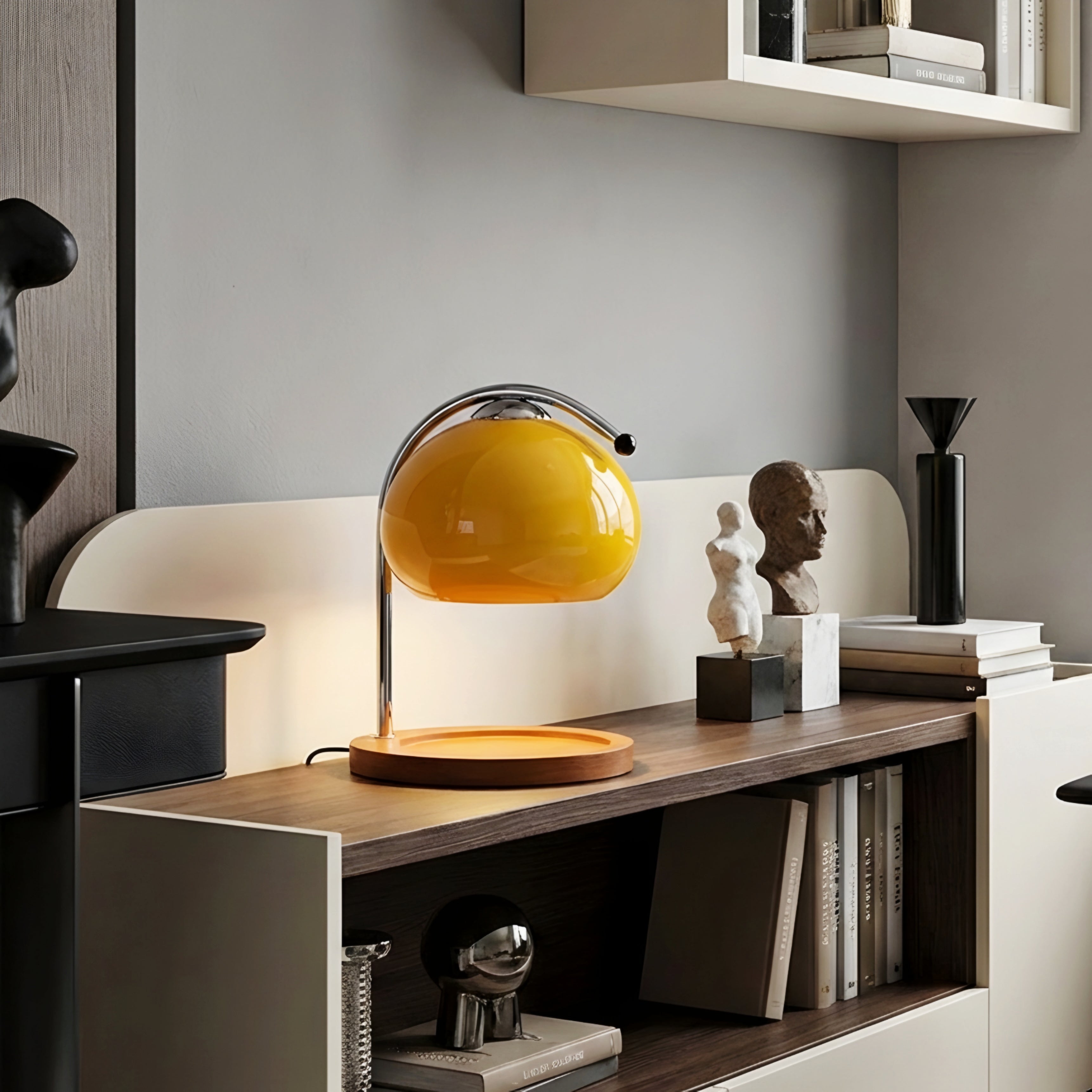 Luma Arc Table Lamp – Mid Century Modern Glass Desk Bedside Accent Light