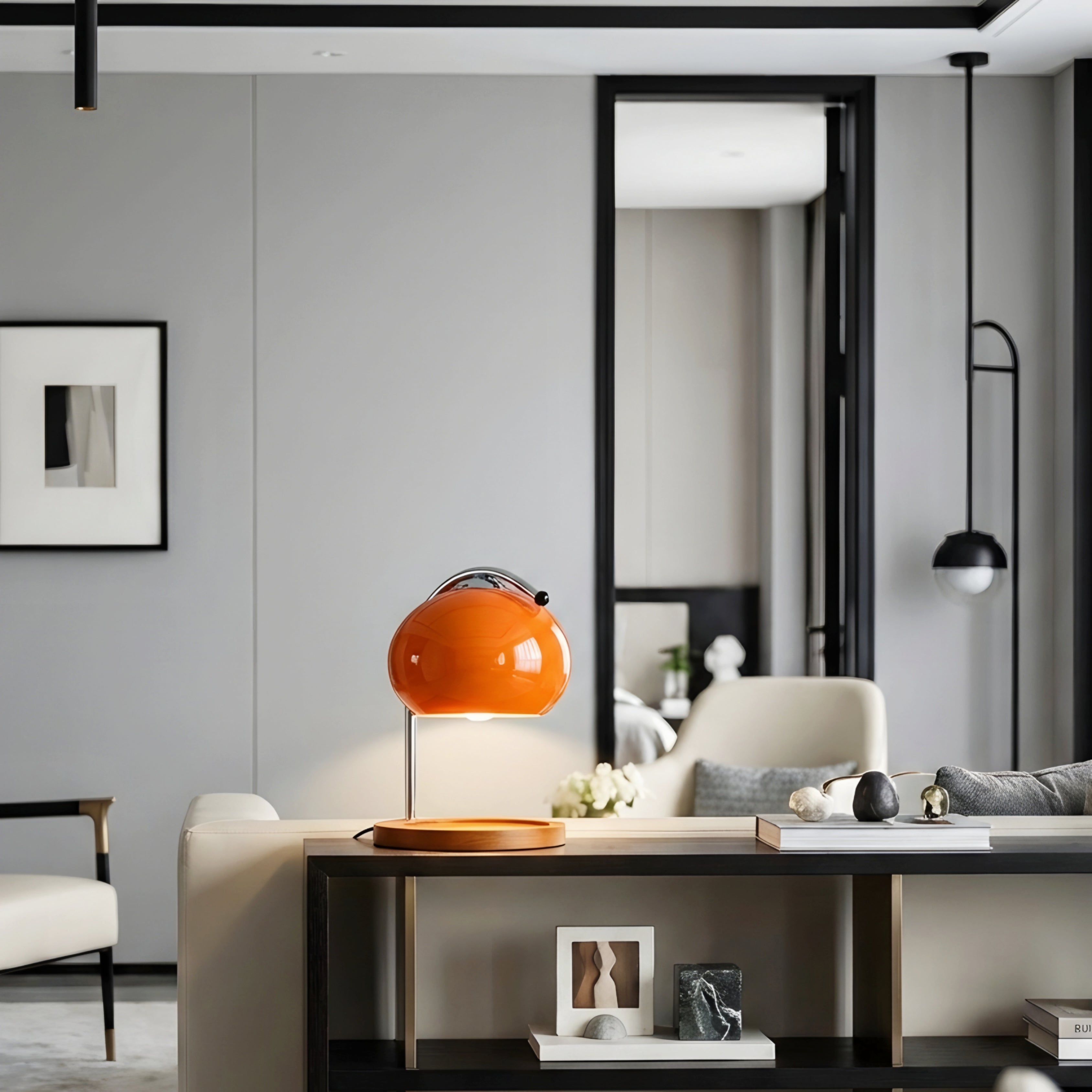 Luma Arc Table Lamp – Mid Century Modern Glass Desk Bedside Accent Light