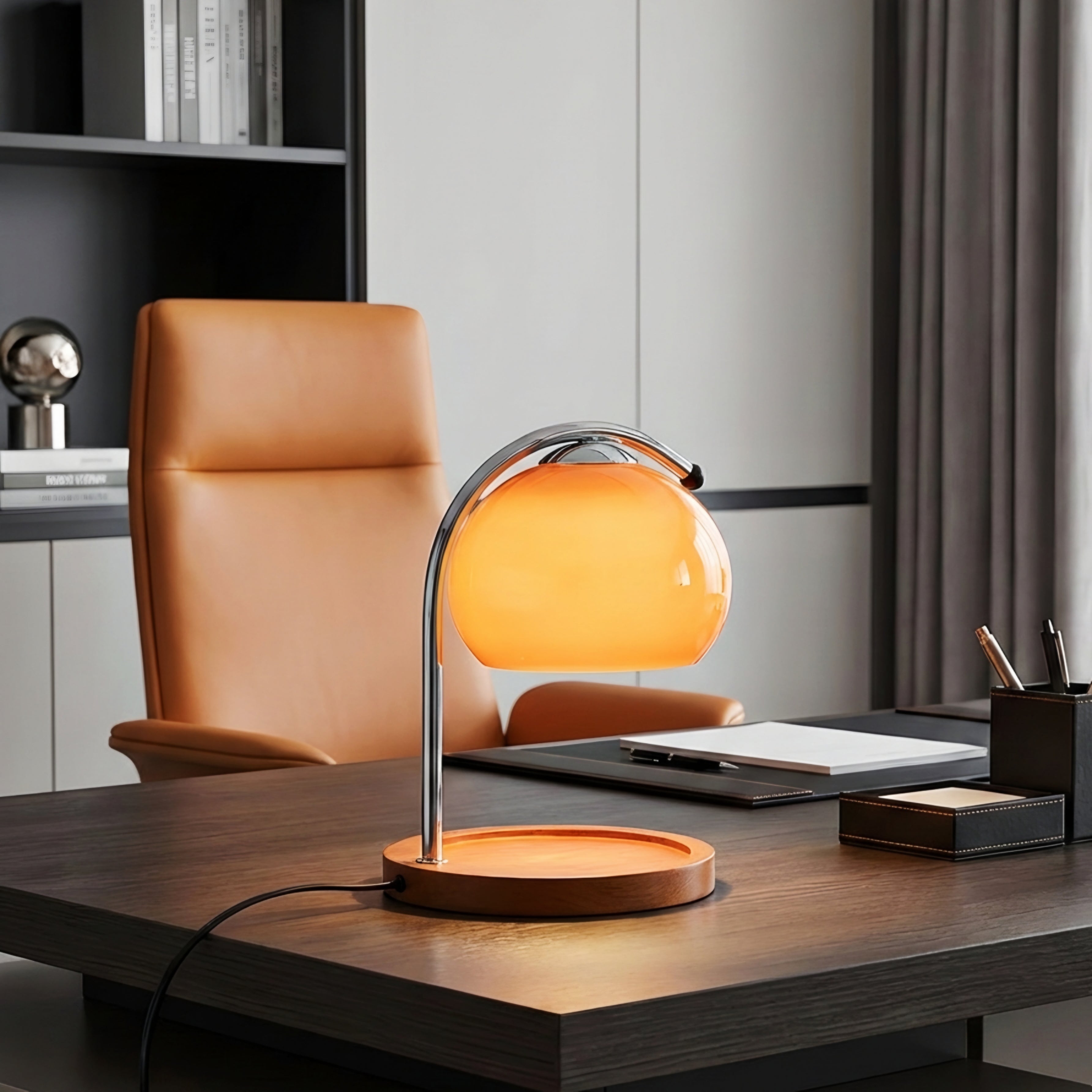 Luma Arc Table Lamp – Mid Century Modern Glass Desk Bedside Accent Light