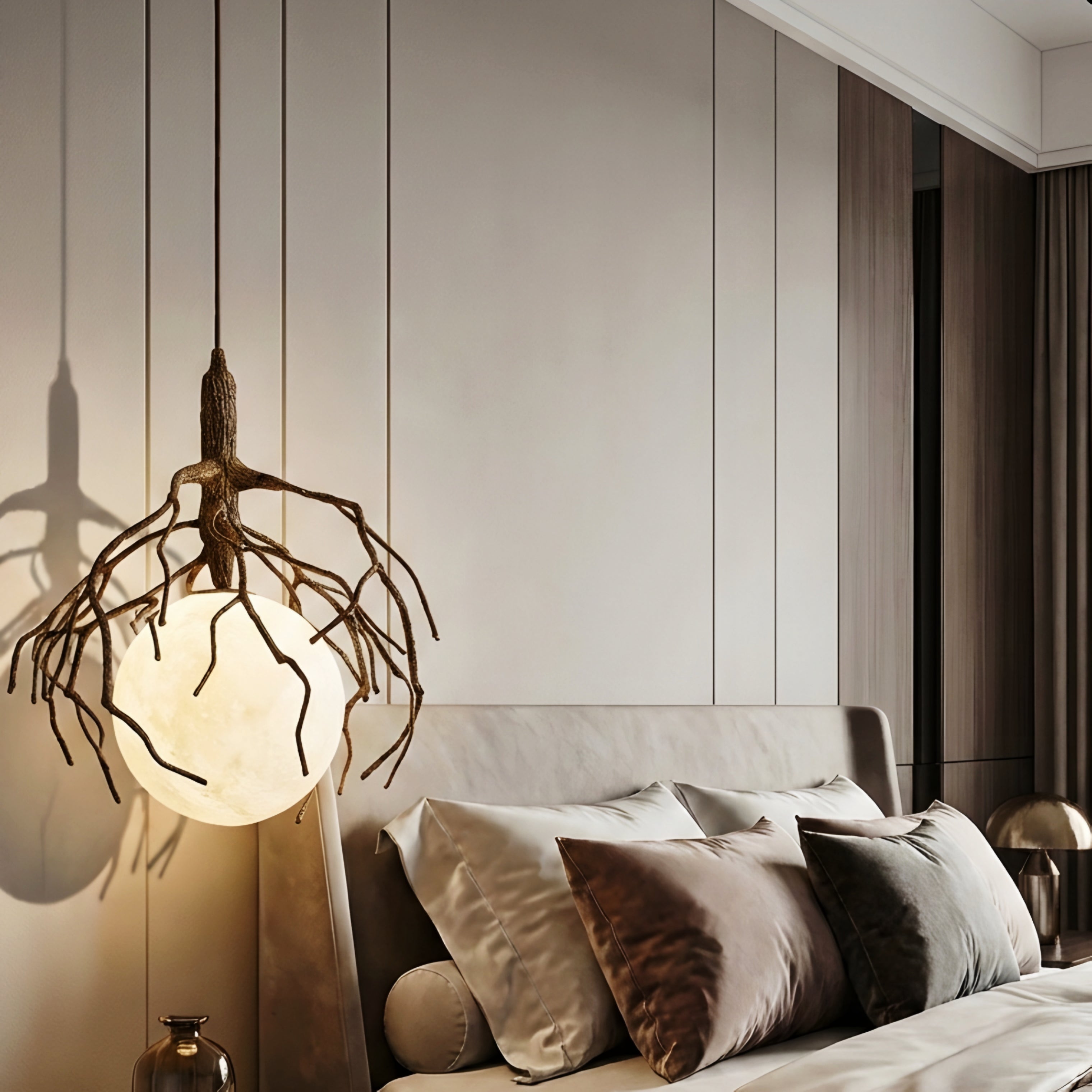 Sylvara Branch Pendant Light – Rustic Tree Root Orb Dining Room Hanging Fixture