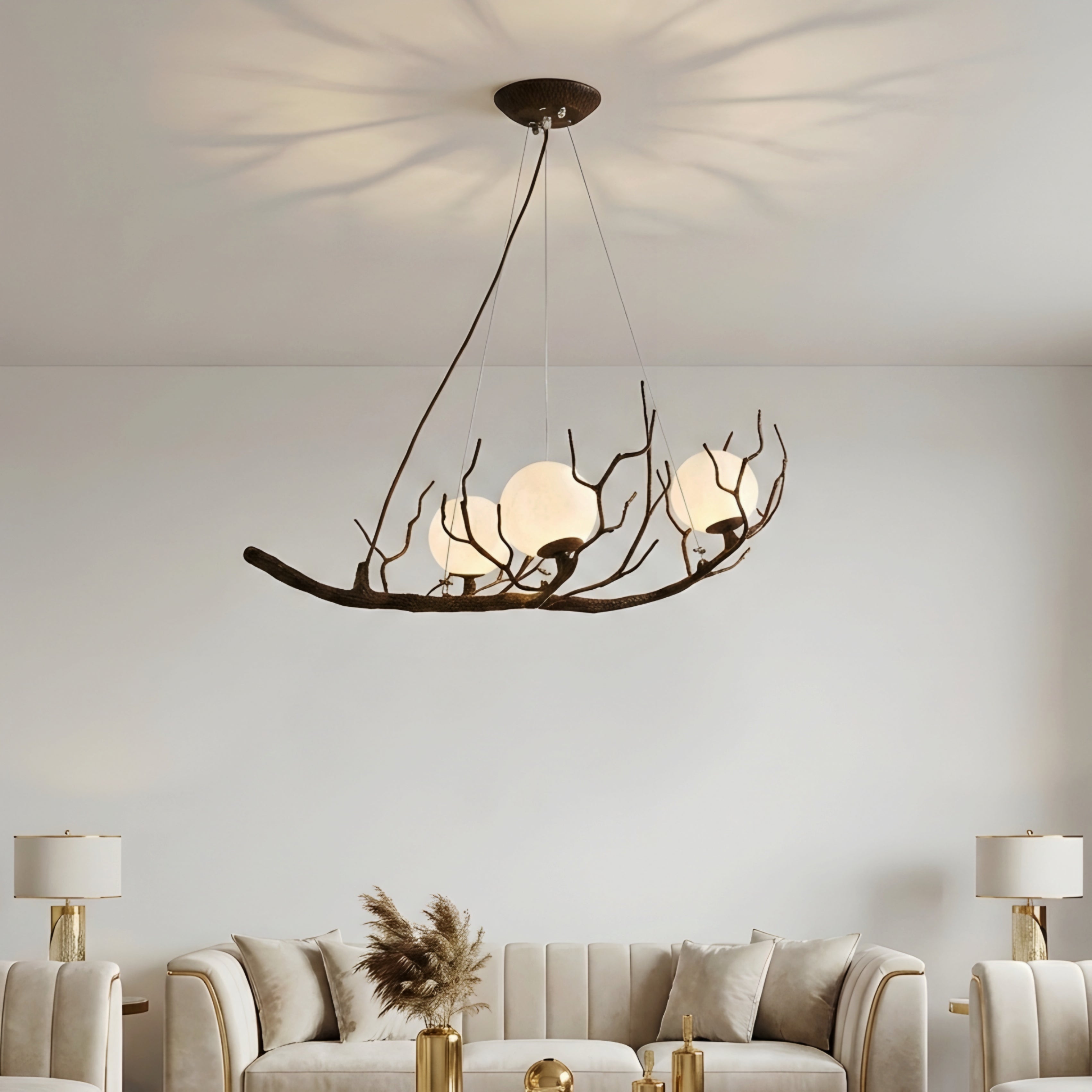 Sylvara Branch Chandelier – Rustic Tree Limb Globe Dining Room Ceiling Light Fixture