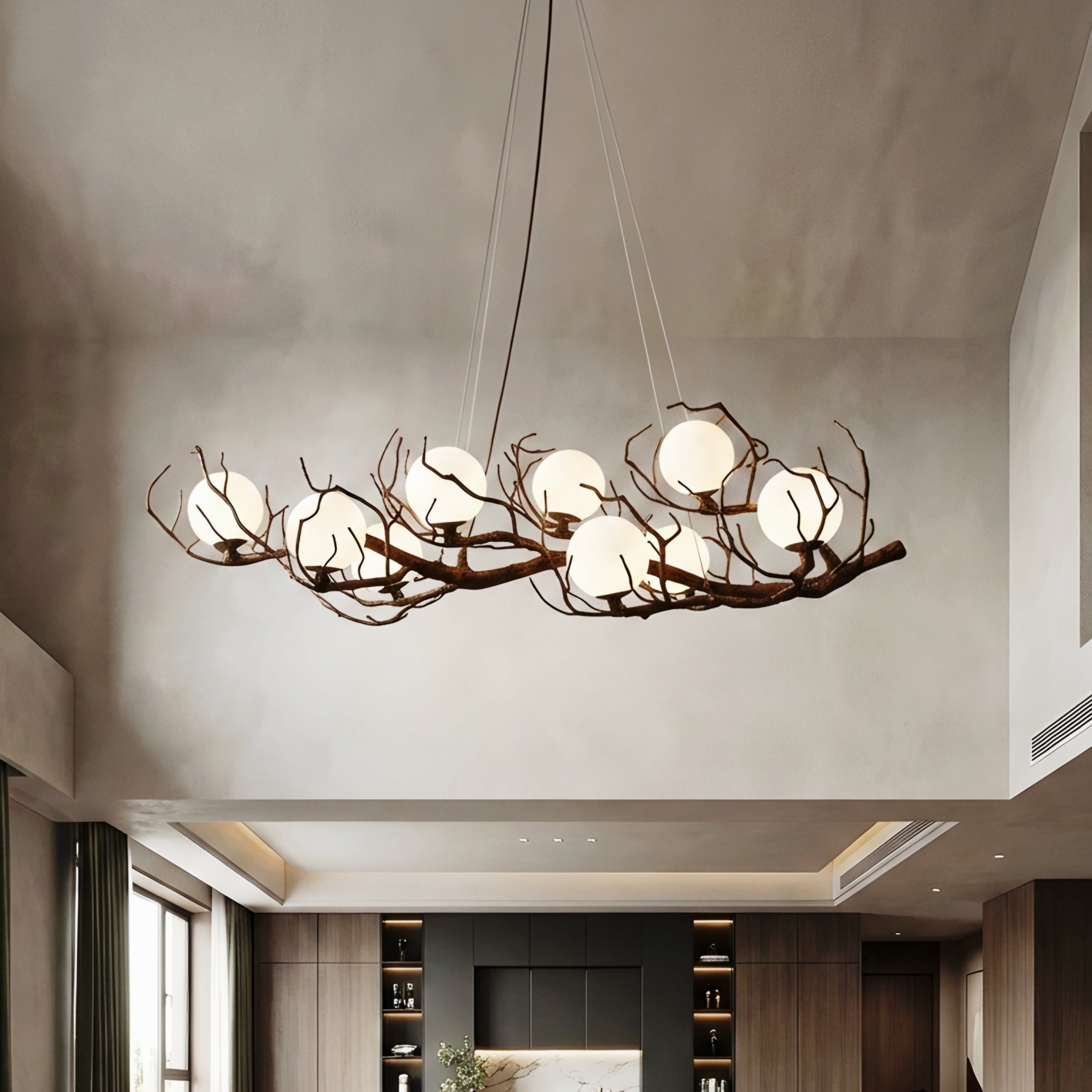Sylvara Branch Chandelier – Rustic Tree Limb Globe Dining Room Ceiling Light Fixture