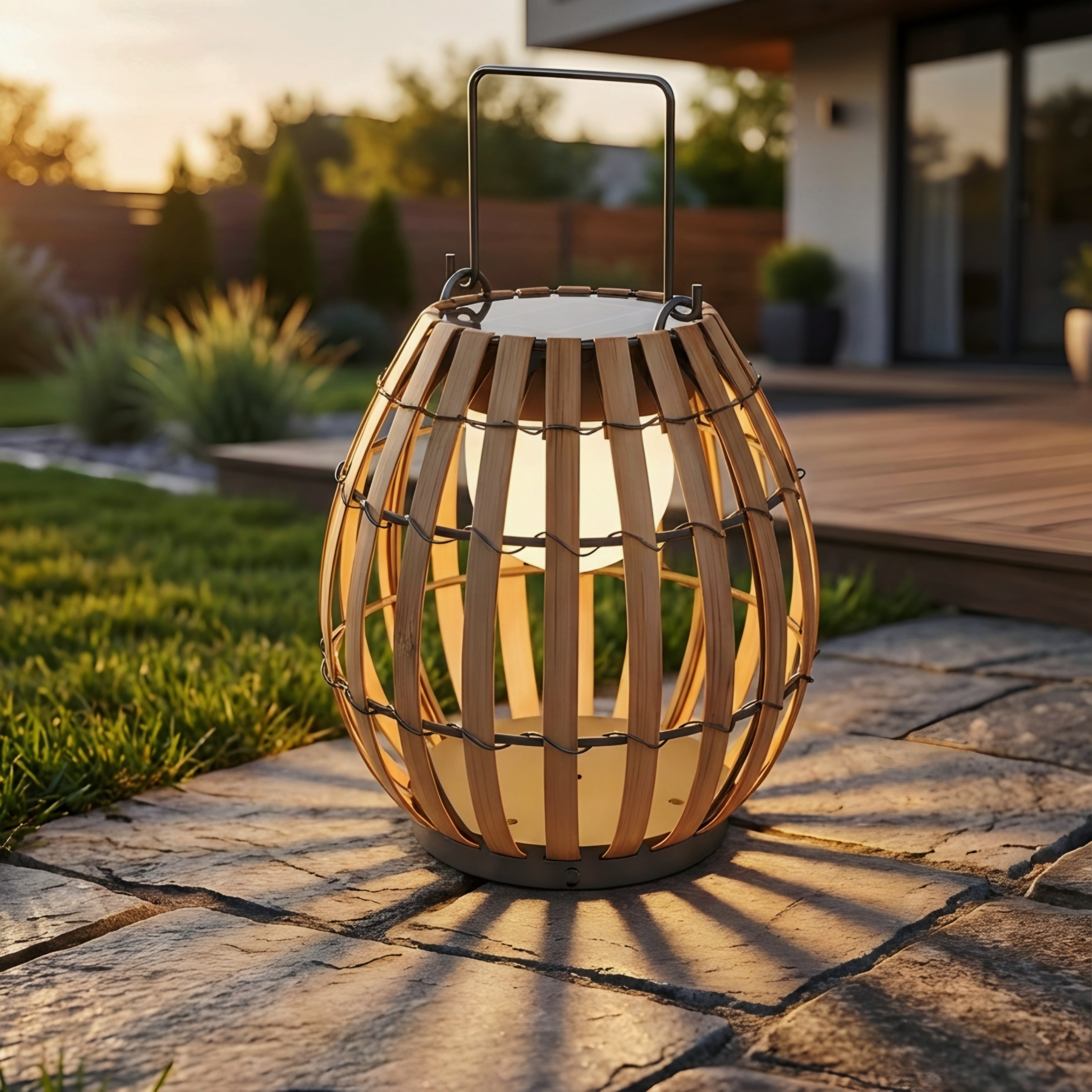 Solara Woven Outdoor Lantern – Waterproof LED Garden Patio Decorative Light