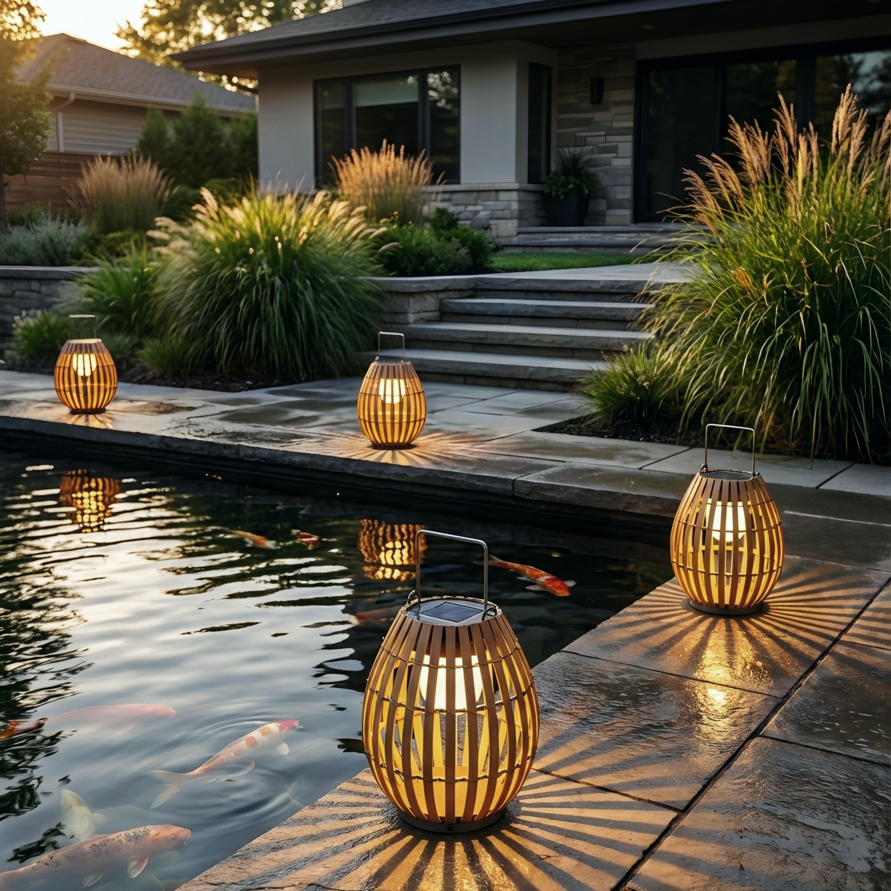 Solara Woven Outdoor Lantern – Waterproof LED Garden Patio Decorative Light