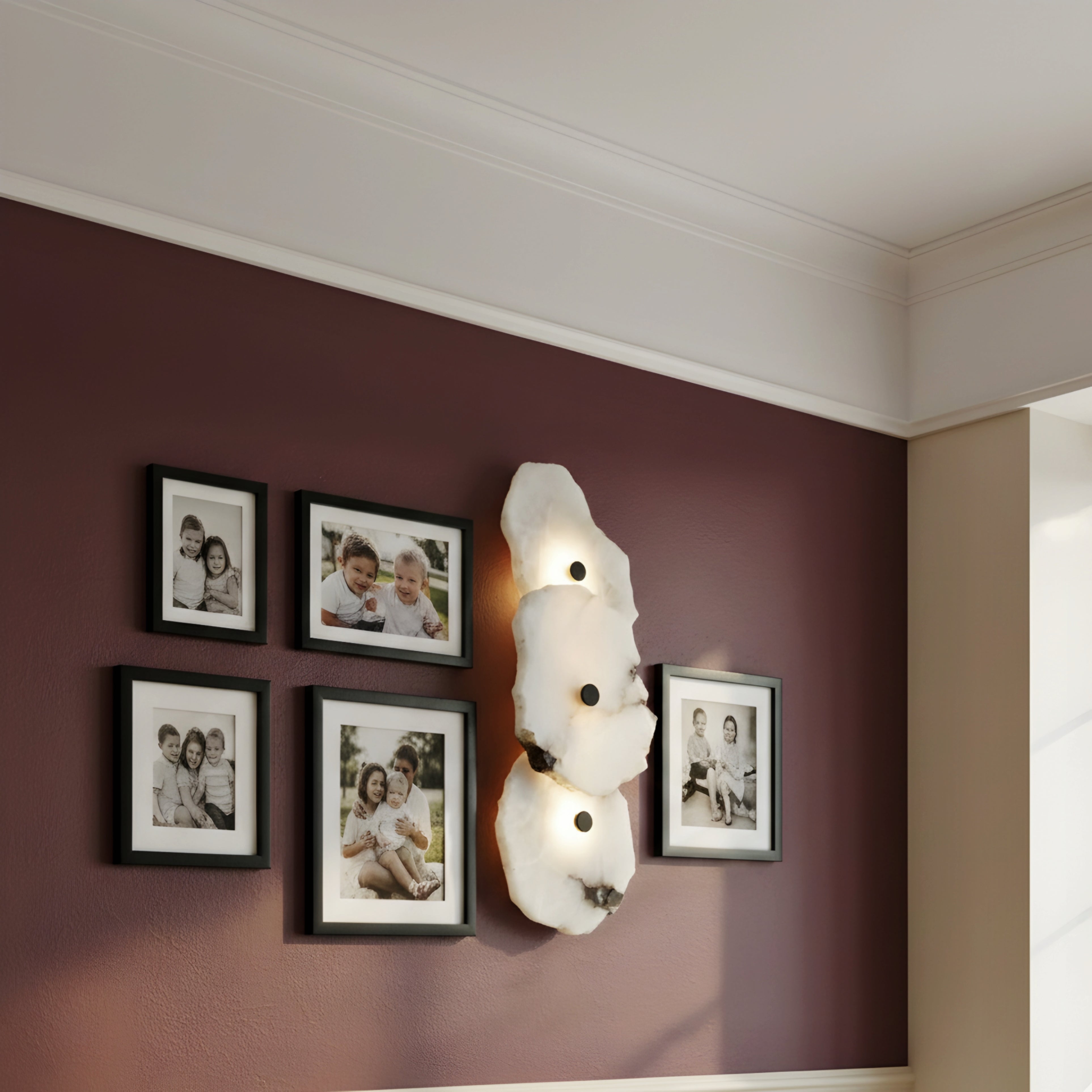 Alara Sculpted Stone Wall Lamp – Modern Marble Alabaster LED Wall Light Fixture
