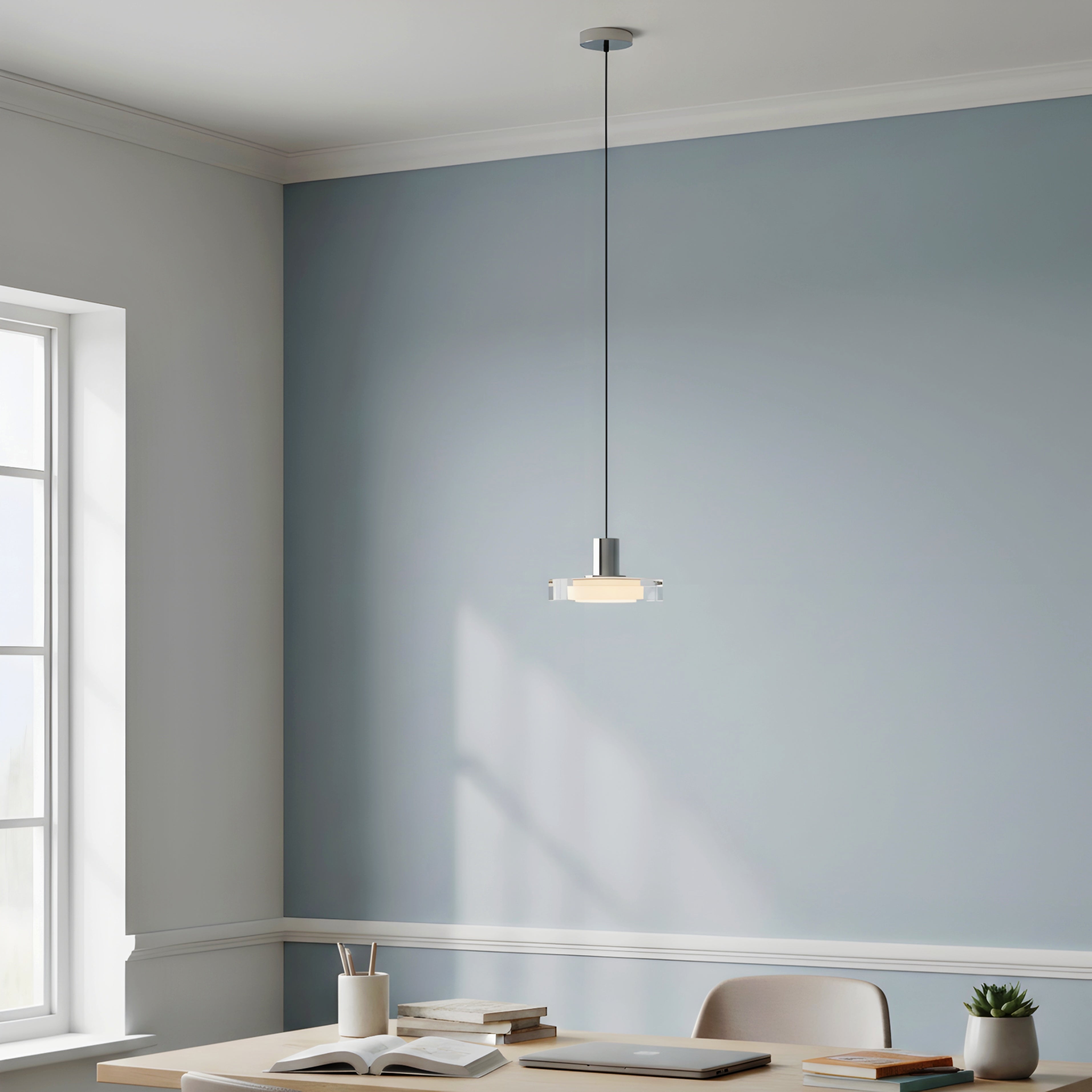 Aeris Halo Glass Pendant Light – Modern Minimalist LED Dining Table Hanging Ceiling Fixture