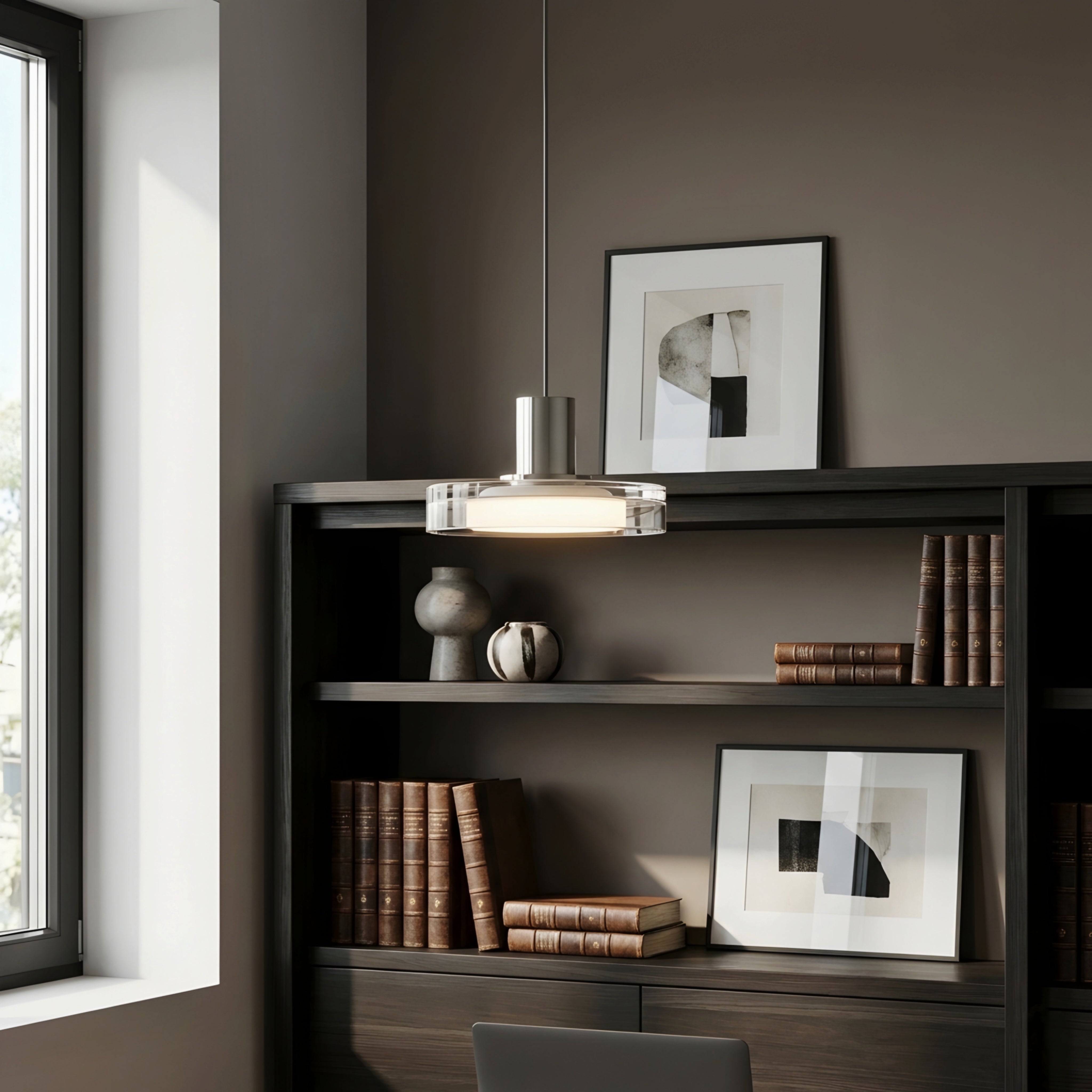 Aeris Halo Glass Pendant Light – Modern Minimalist LED Dining Table Hanging Ceiling Fixture