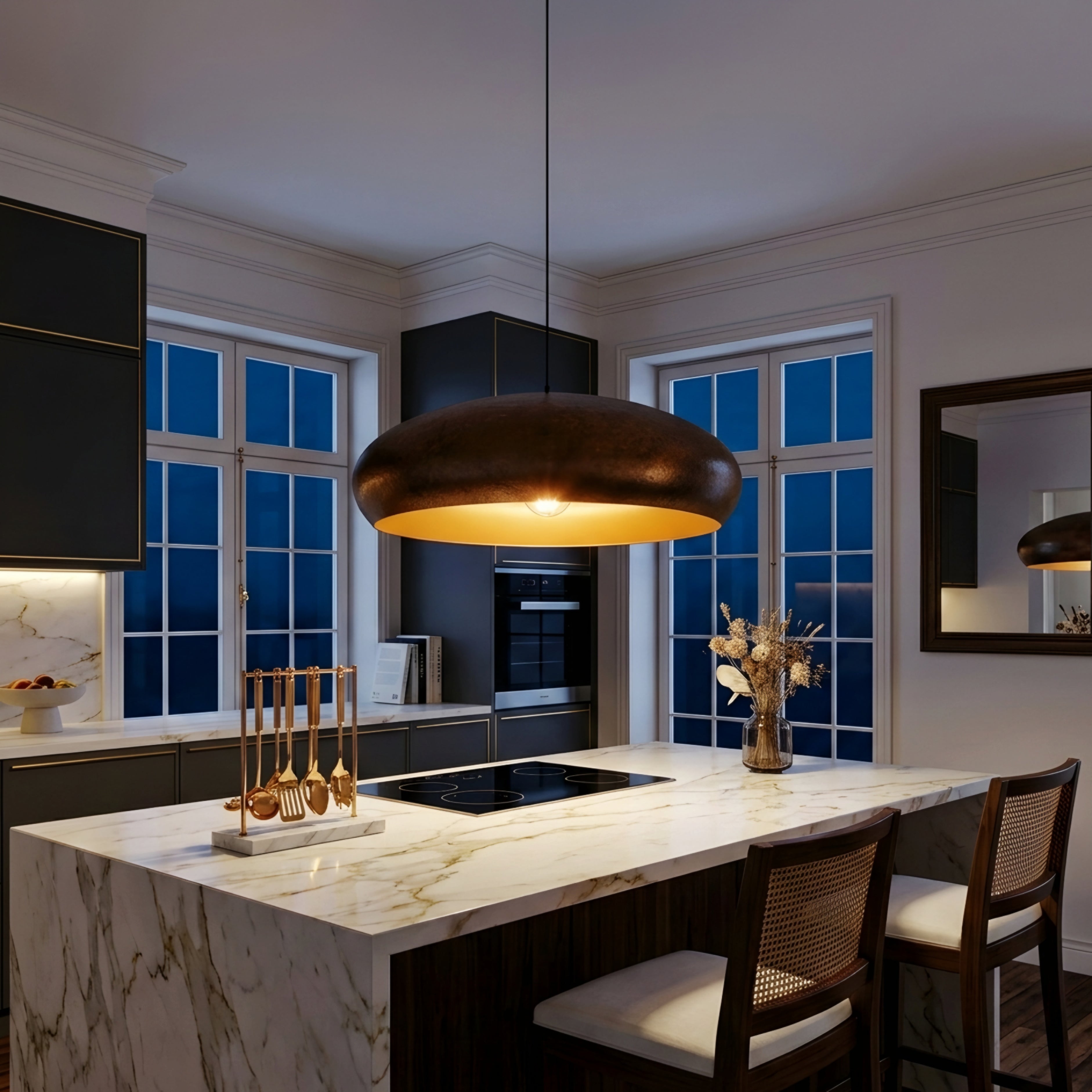 Caldera Dome Pendant Light – Modern Bronze Industrial Dining Room Ceiling Lighting Fixture