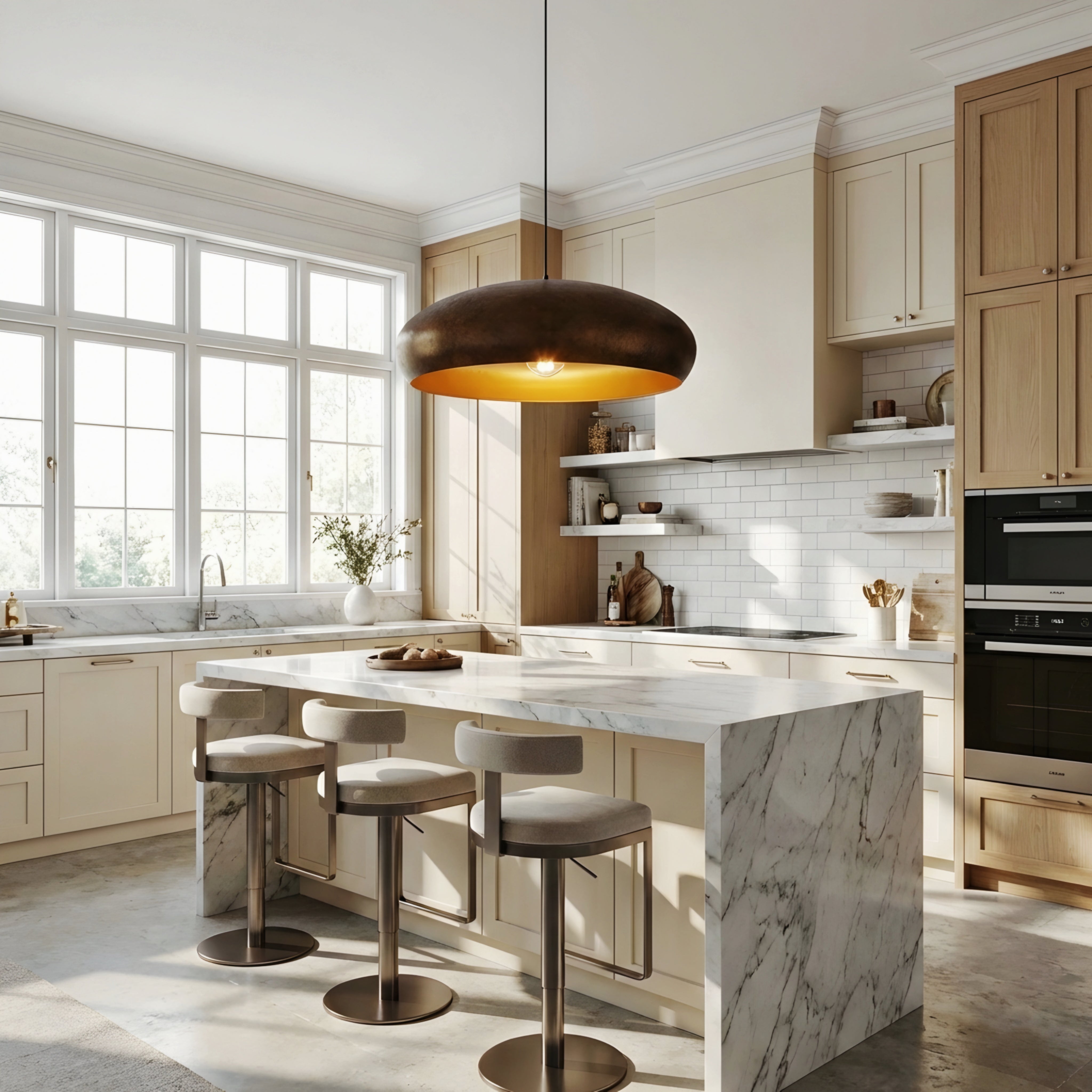 Caldera Dome Pendant Light – Modern Bronze Industrial Dining Room Ceiling Lighting Fixture