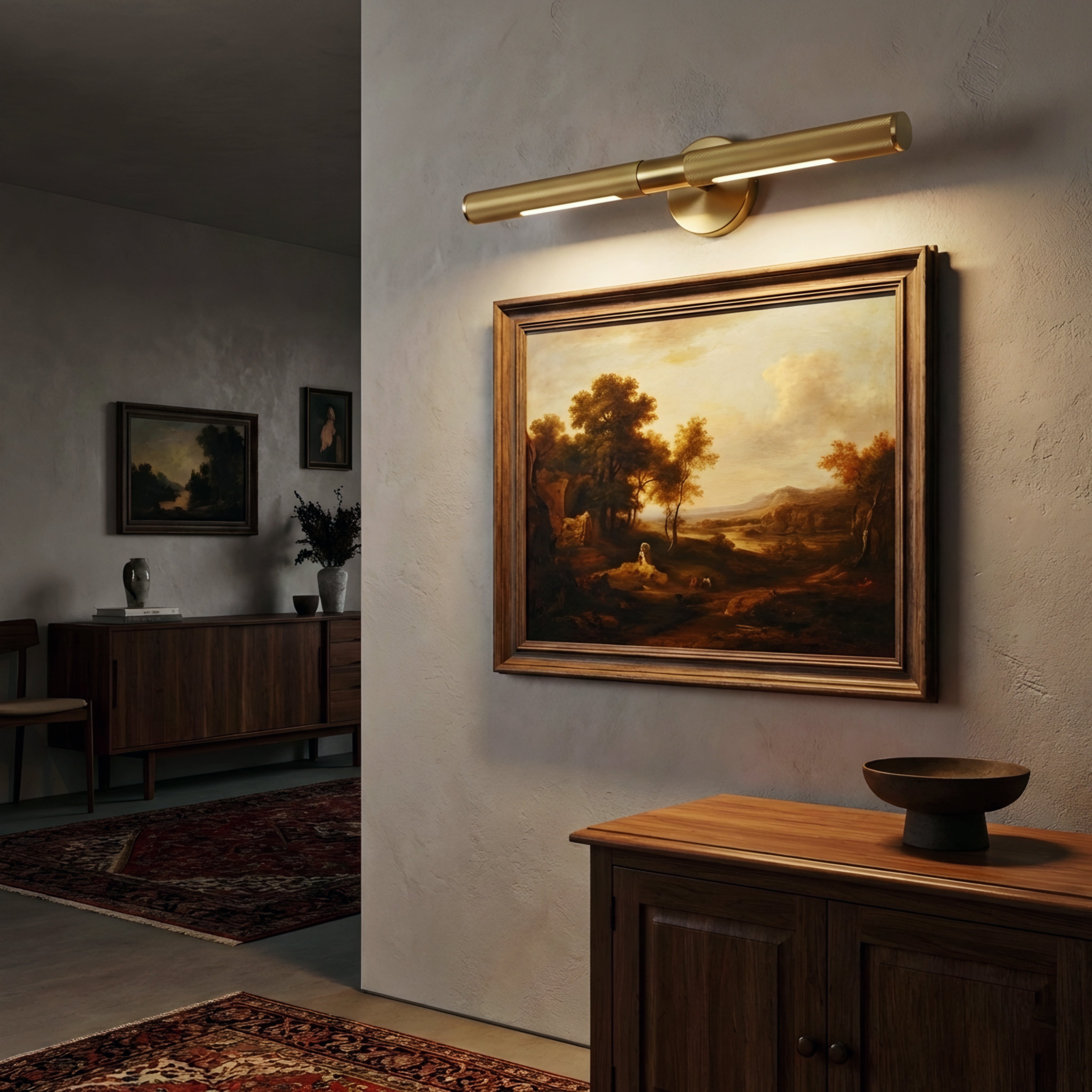 Avelis Picture Vanity Light – Modern LED Gold Wall Mounted Artwork Vanity Lighting Fixture