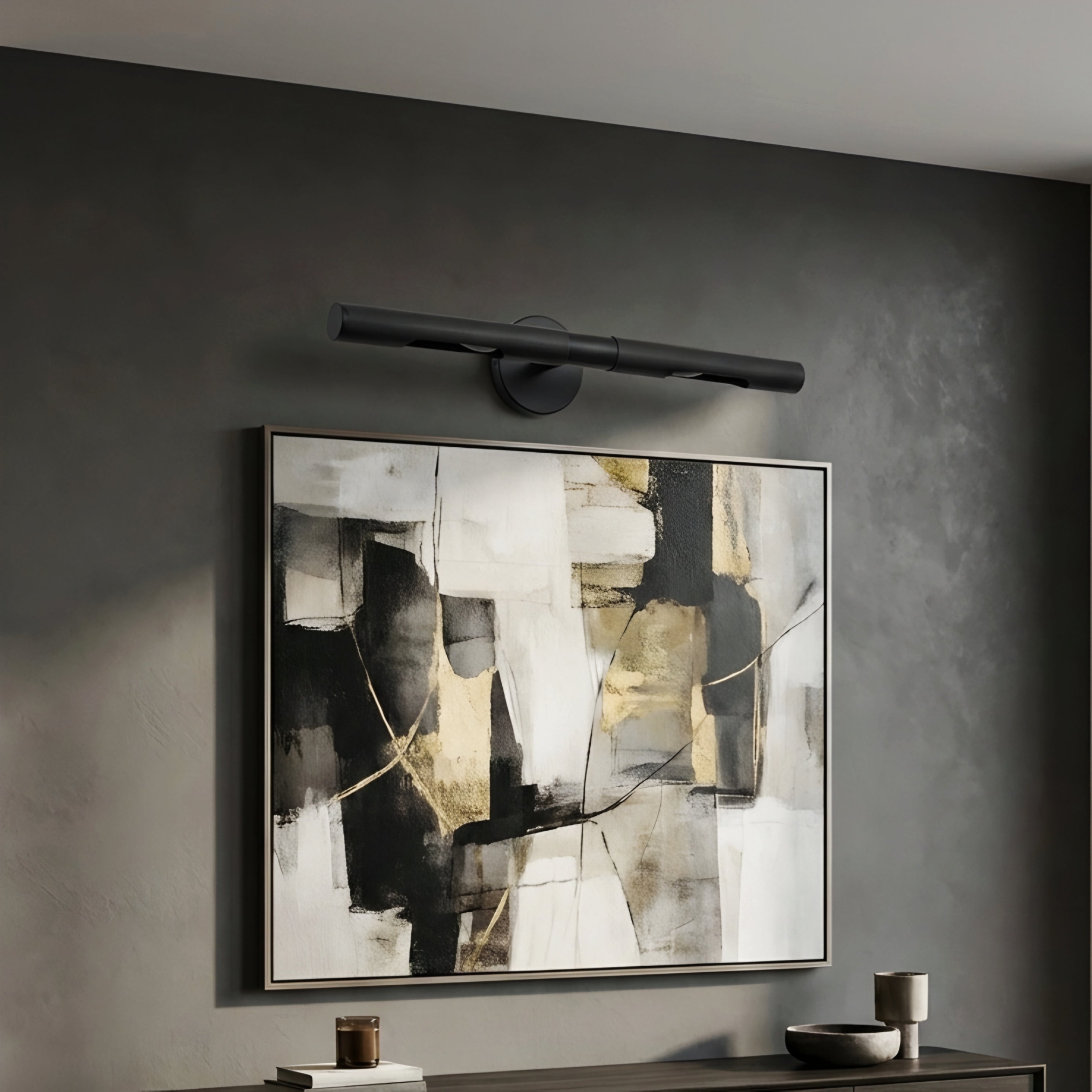 Avelis Picture Vanity Light – Modern LED Gold Wall Mounted Artwork Vanity Lighting Fixture