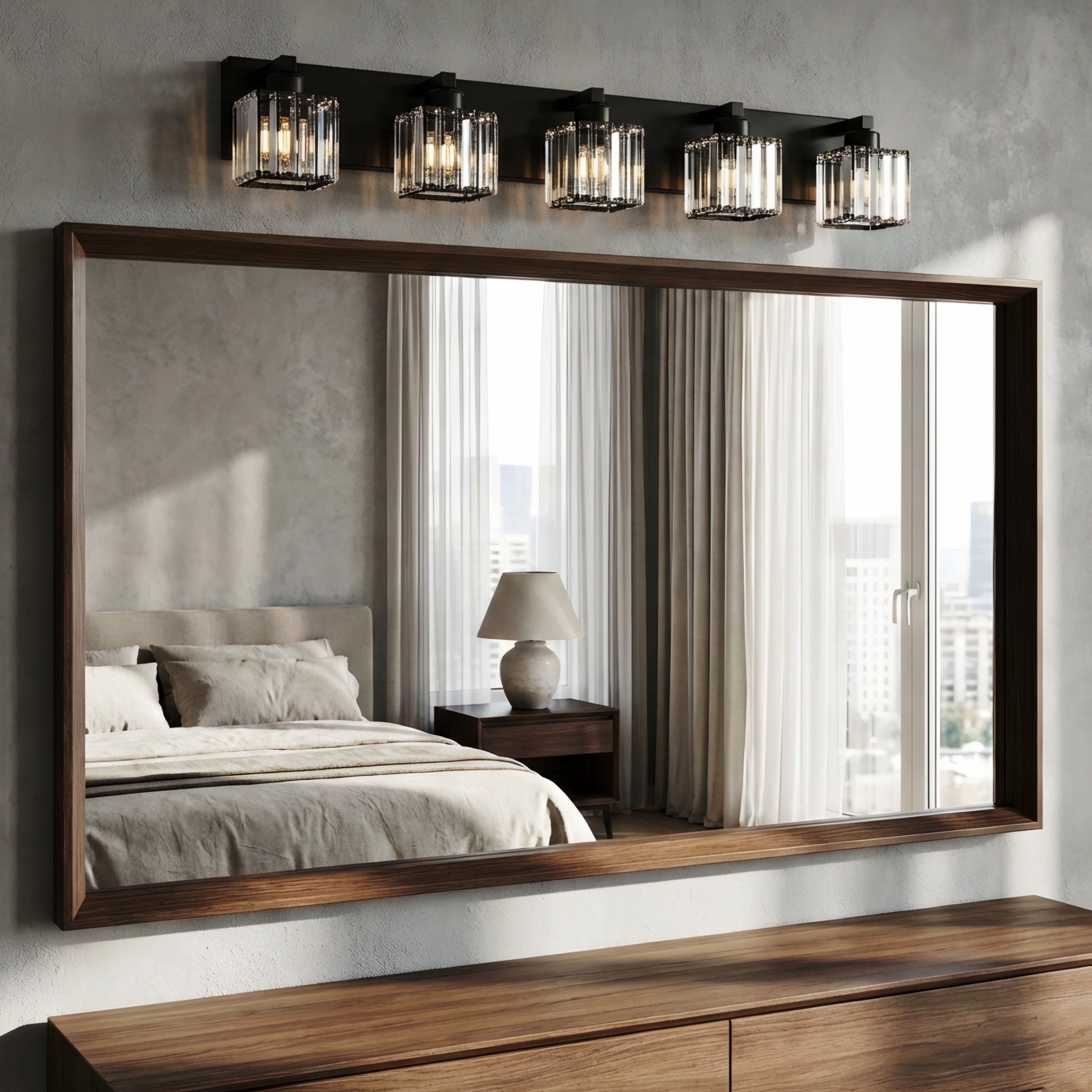 Velmora Crystal Vanity Light – Modern Black Bathroom Mirror Wall Lighting Fixture