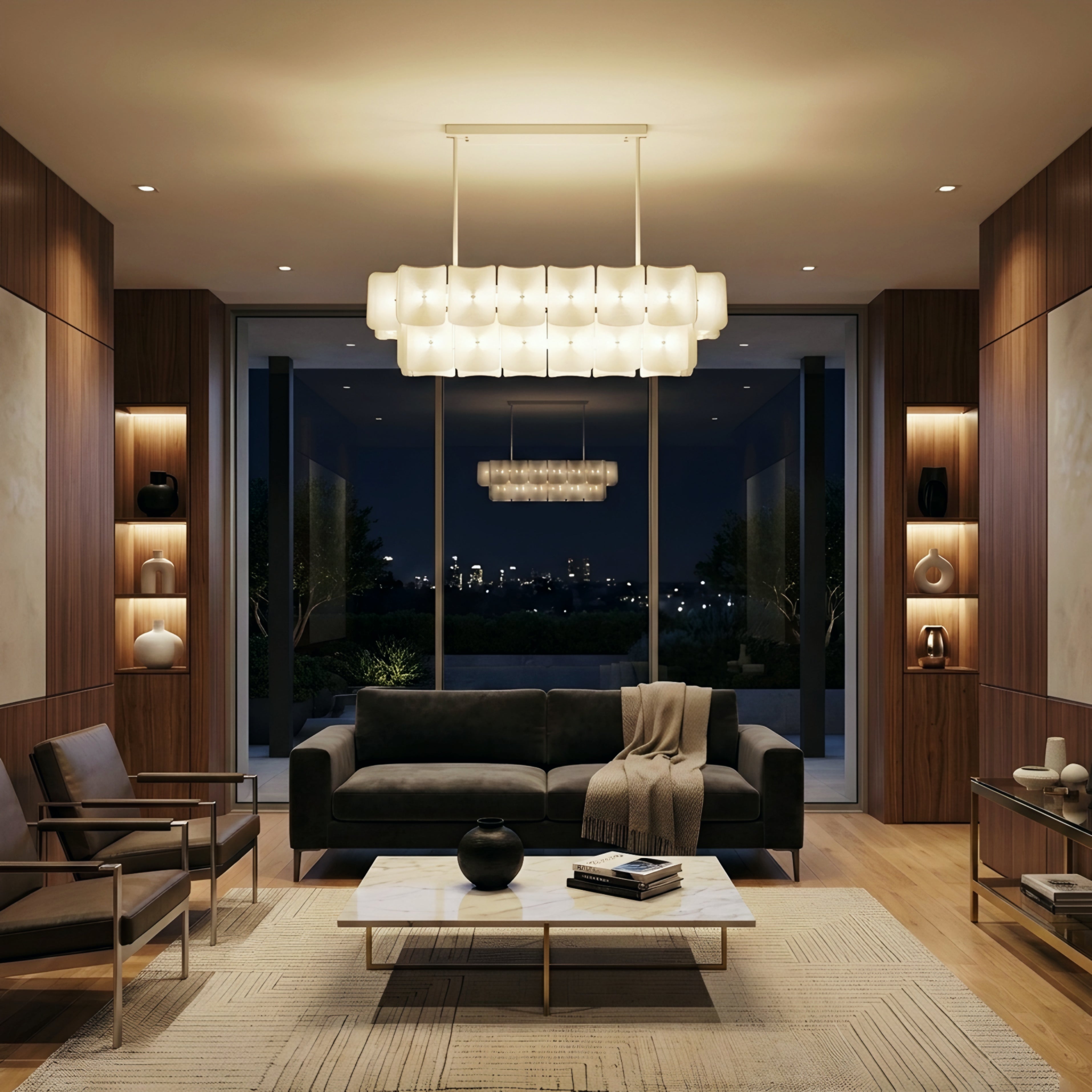 Liora Sculpted Chandelier – Modern Acrylic Linear Dining Room Kitchen Island Pendant Light
