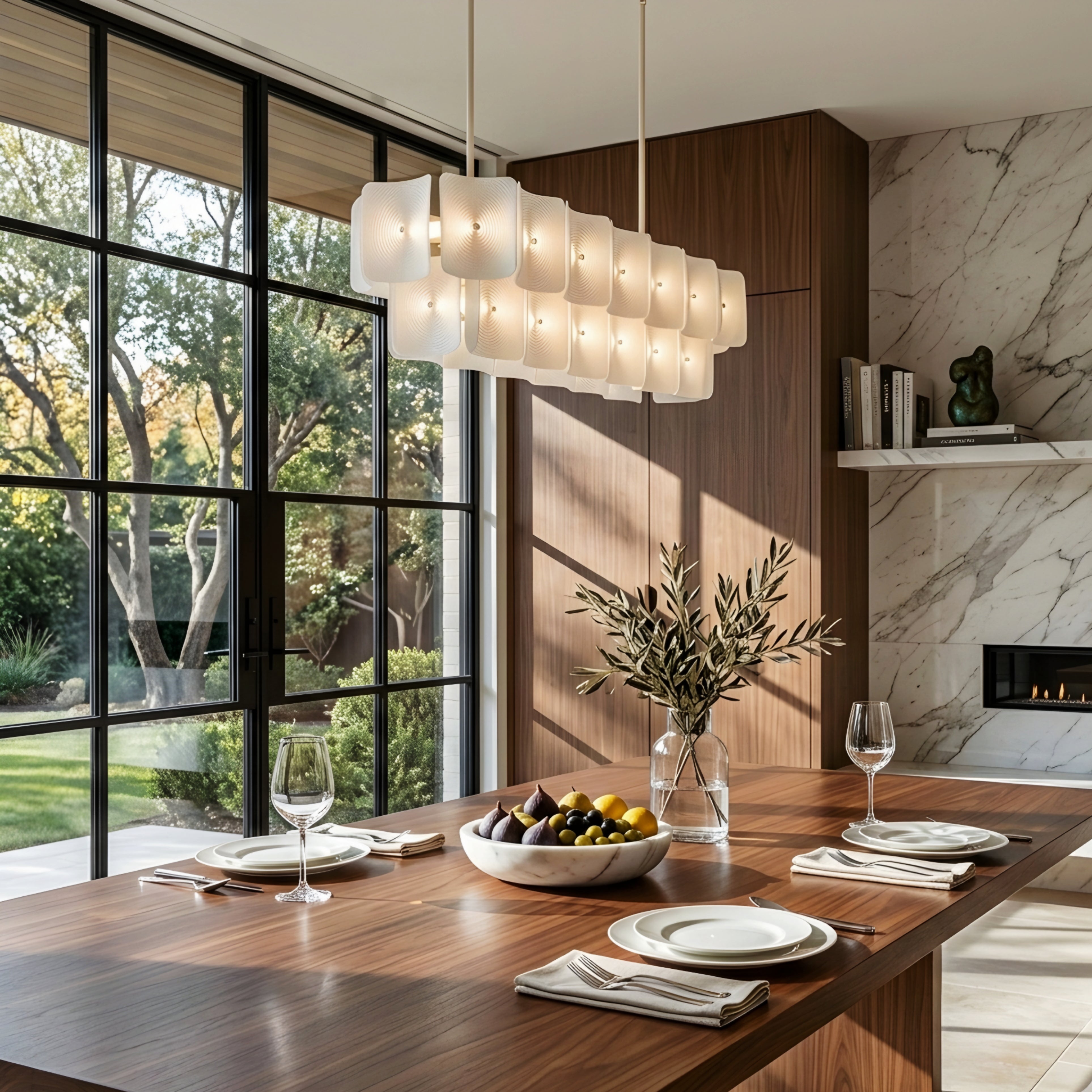 Liora Sculpted Chandelier – Modern Acrylic Linear Dining Room Kitchen Island Pendant Light