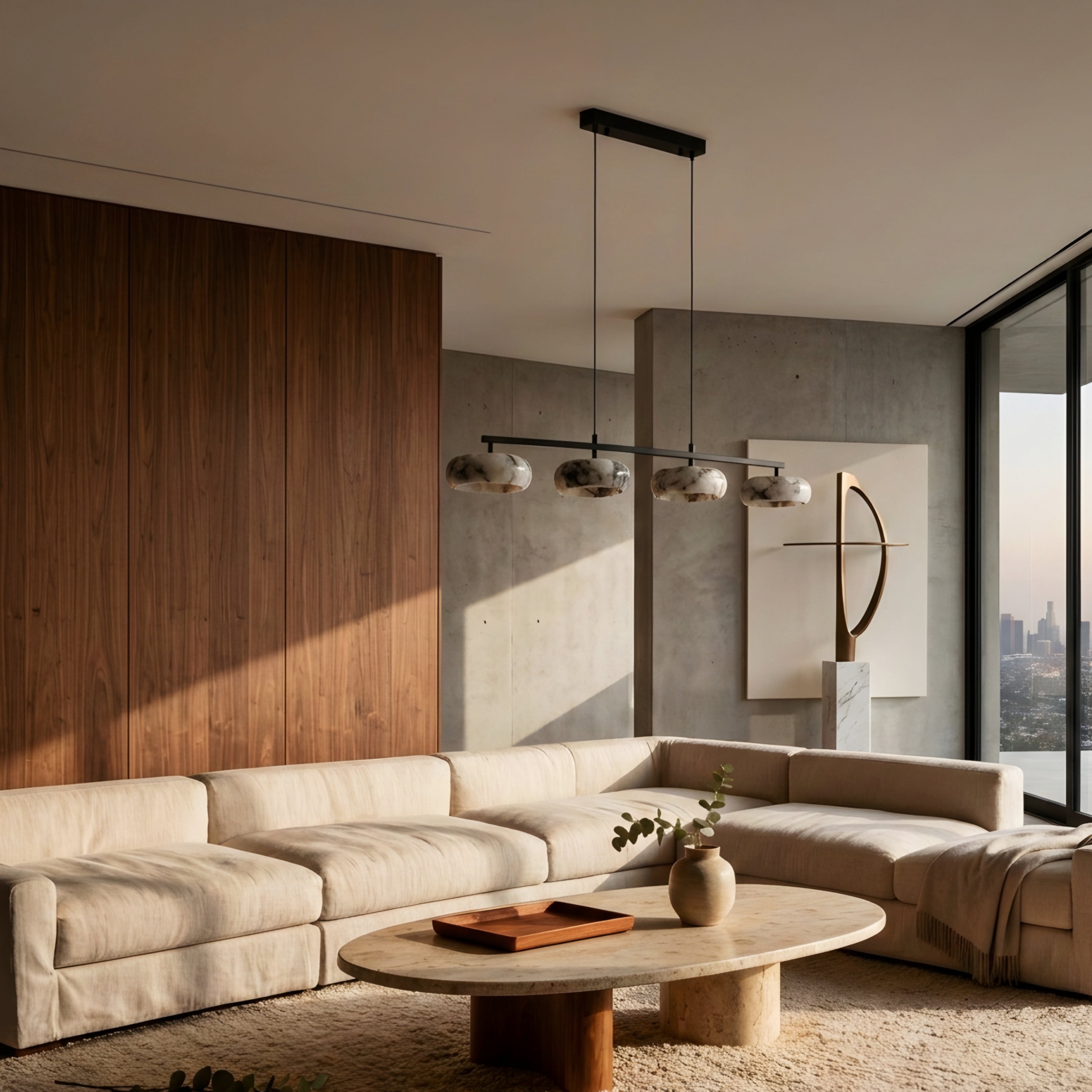 Marvella Linear Pendant Light – Modern Marble Glass Kitchen Island Dining Room Lighting Fixture