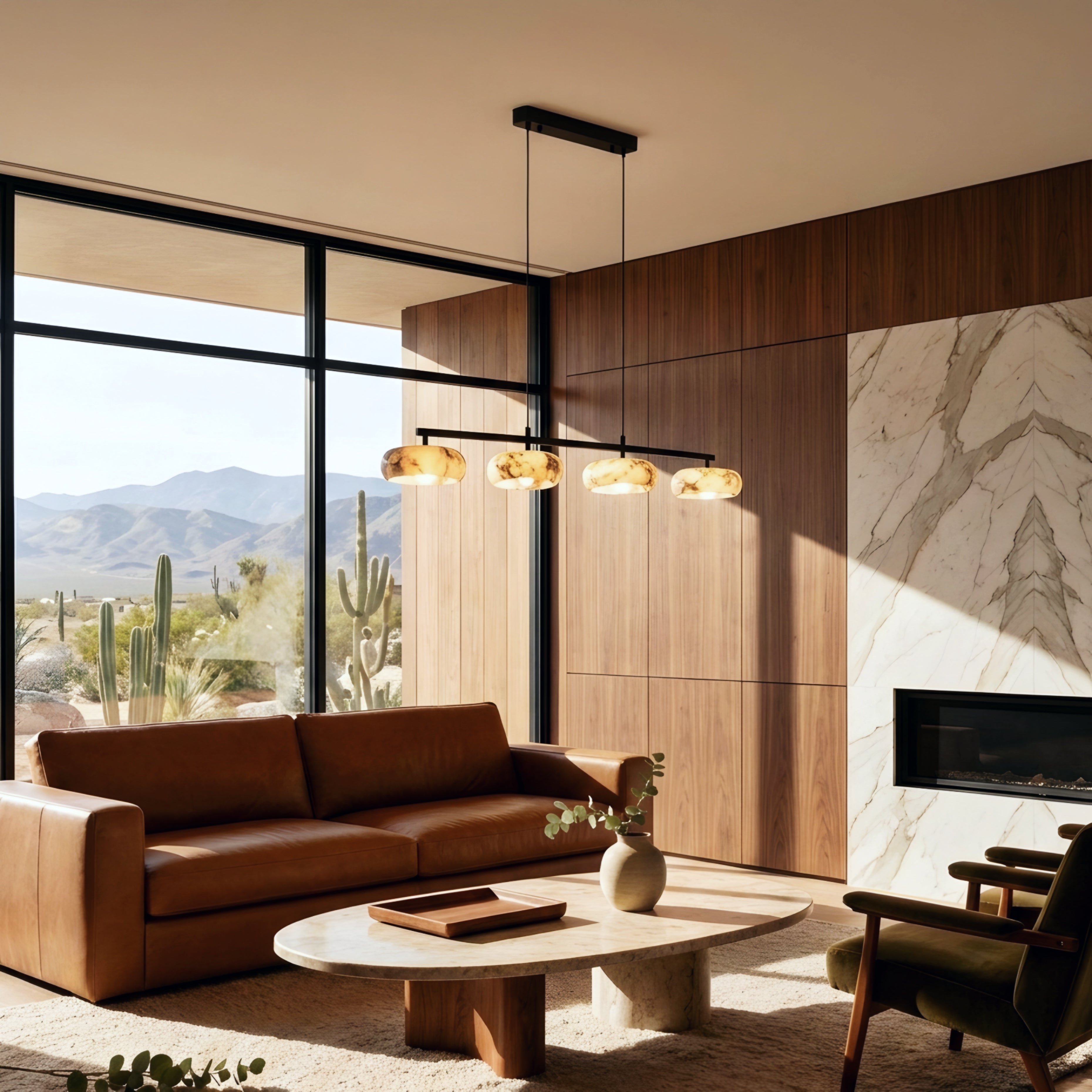 Marvella Linear Pendant Light – Modern Marble Glass Kitchen Island Dining Room Lighting Fixture