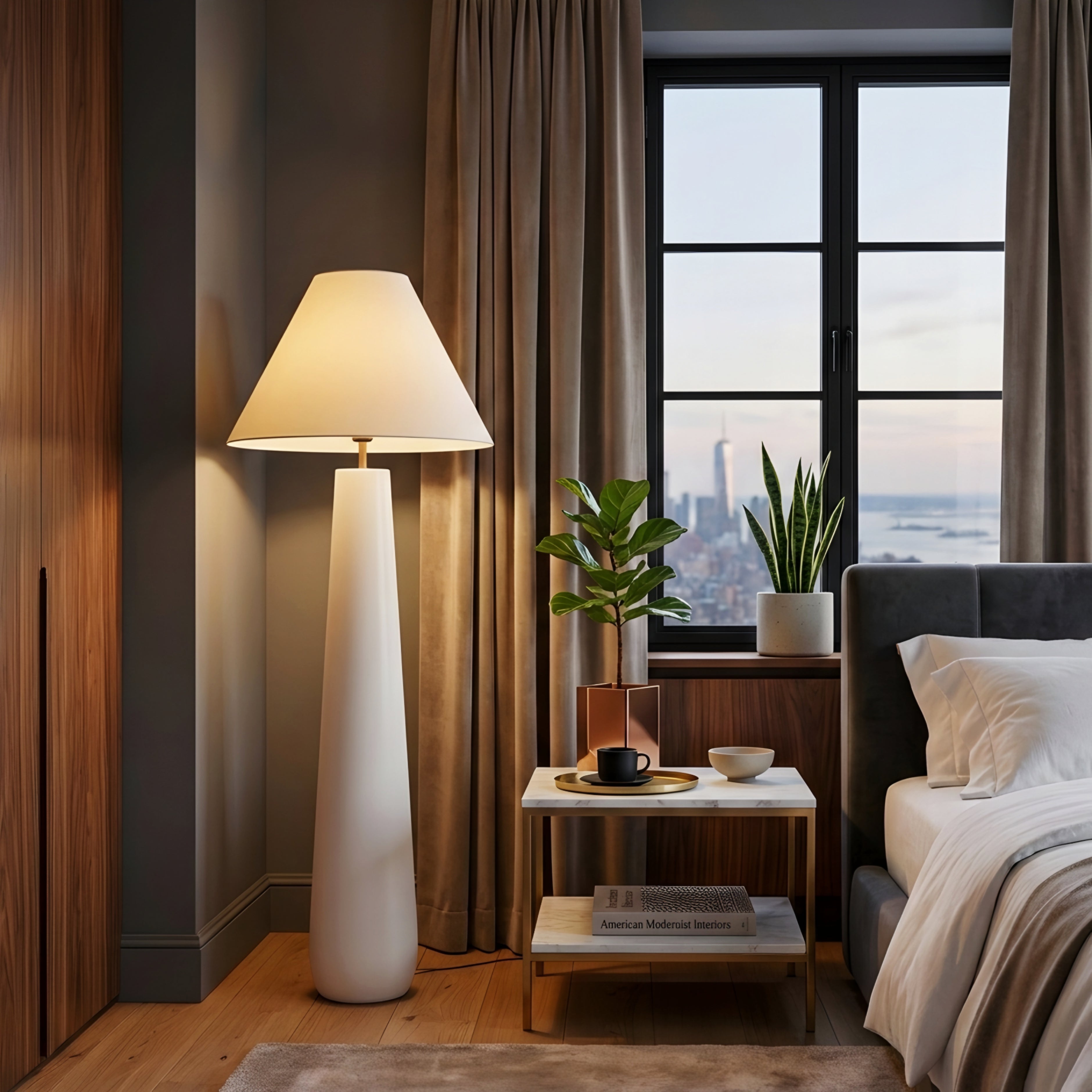 Maine Sculpted Floor Lamp – Modern Minimalist Resin Standing Living Room Ambient Lighting Fixture
