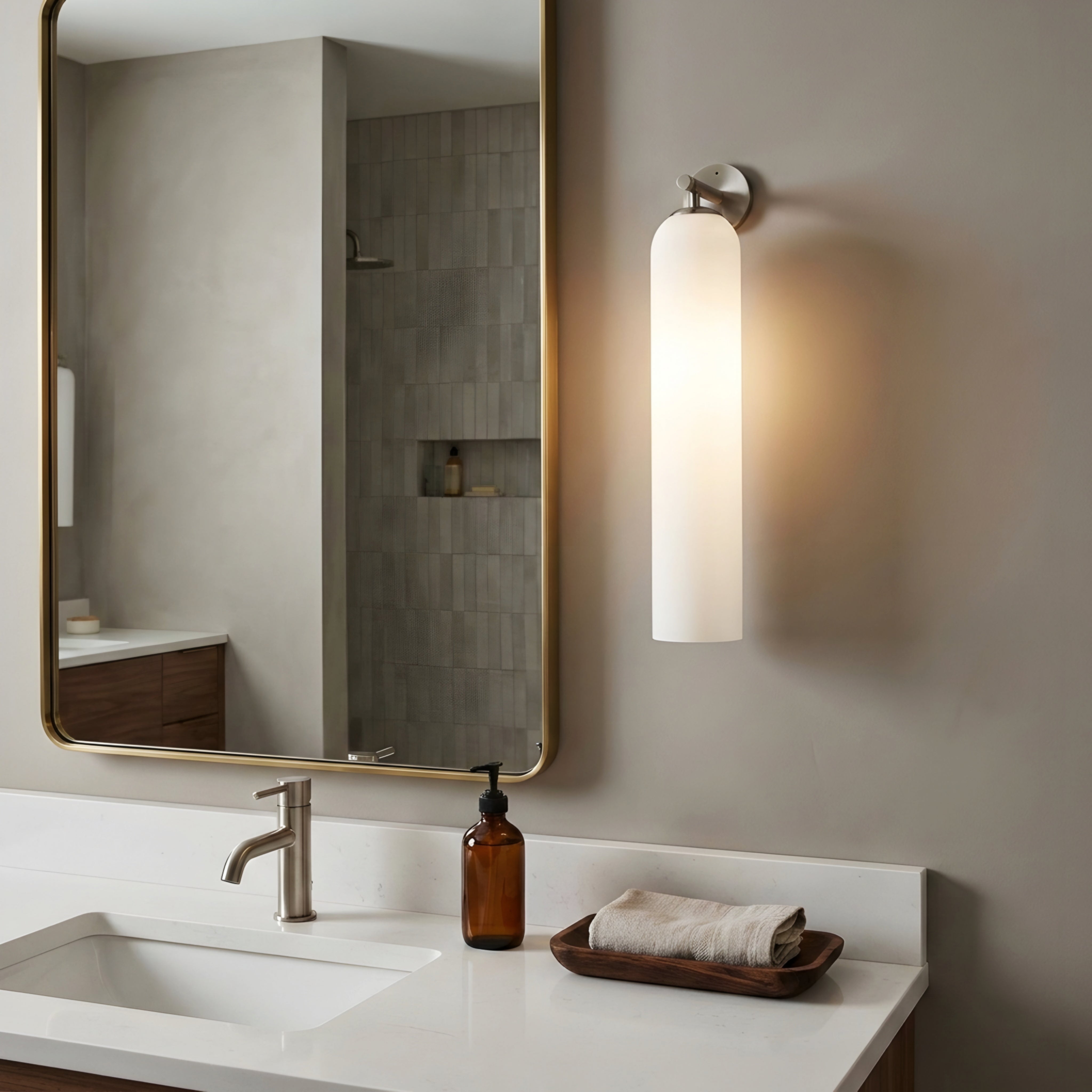 Avelin Cylinder Wall Sconce – Modern LED Frosted Glass Bathroom Vanity Vertical Lighting Fixture