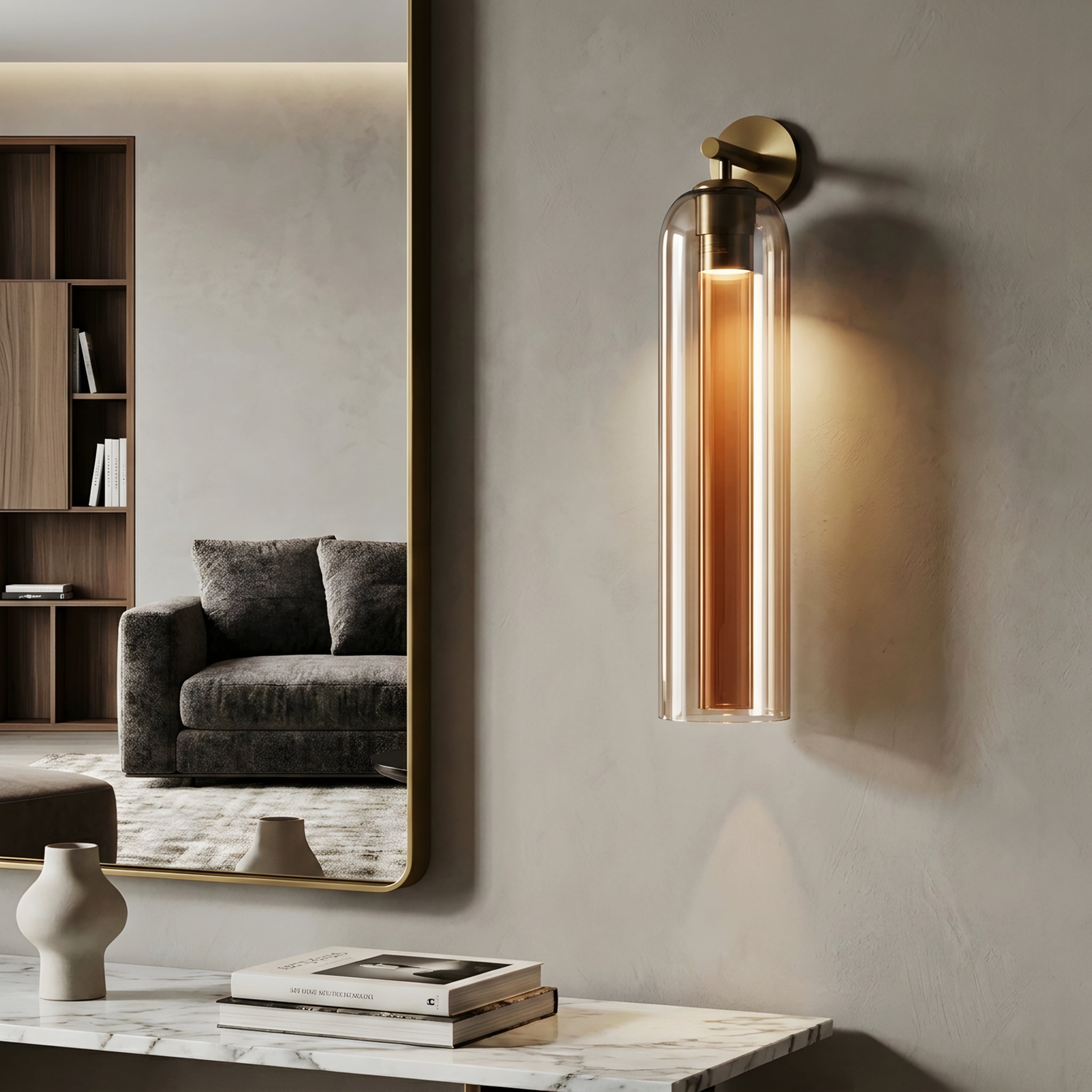 Avelin Cylinder Wall Sconce – Modern LED Frosted Glass Bathroom Vanity Vertical Lighting Fixture