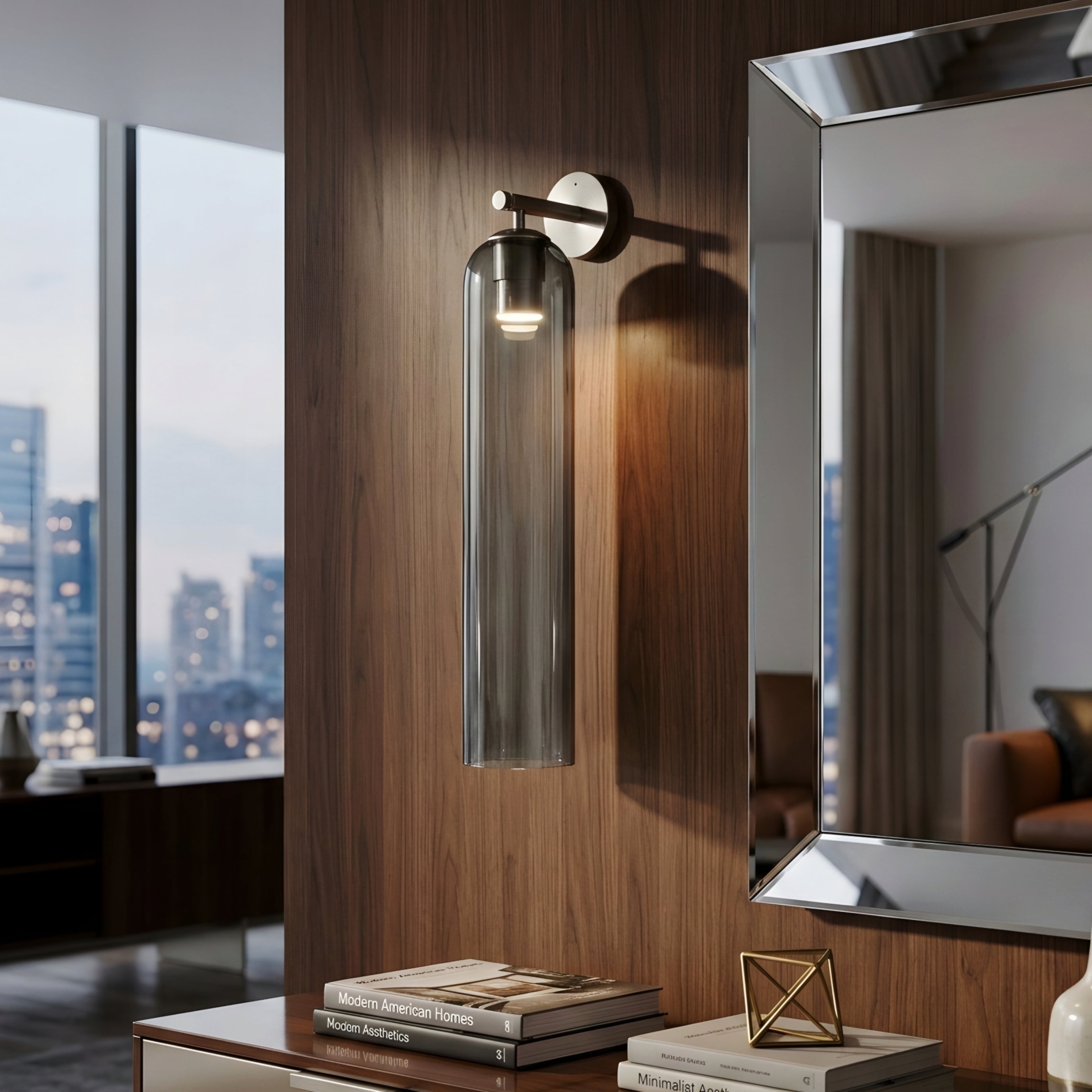 Avelin Cylinder Wall Sconce – Modern LED Frosted Glass Bathroom Vanity Vertical Lighting Fixture