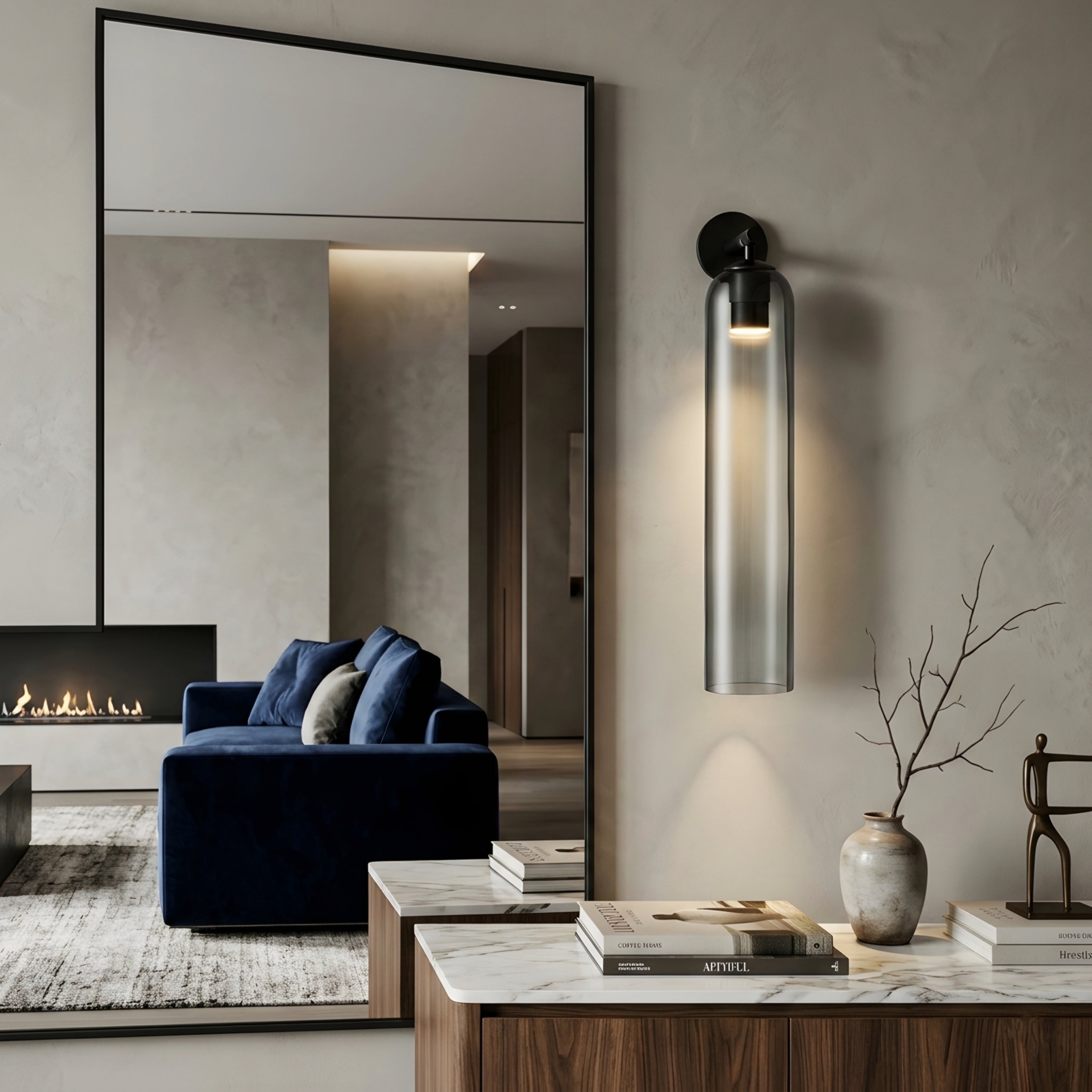 Avelin Cylinder Wall Sconce – Modern LED Frosted Glass Bathroom Vanity Vertical Lighting Fixture