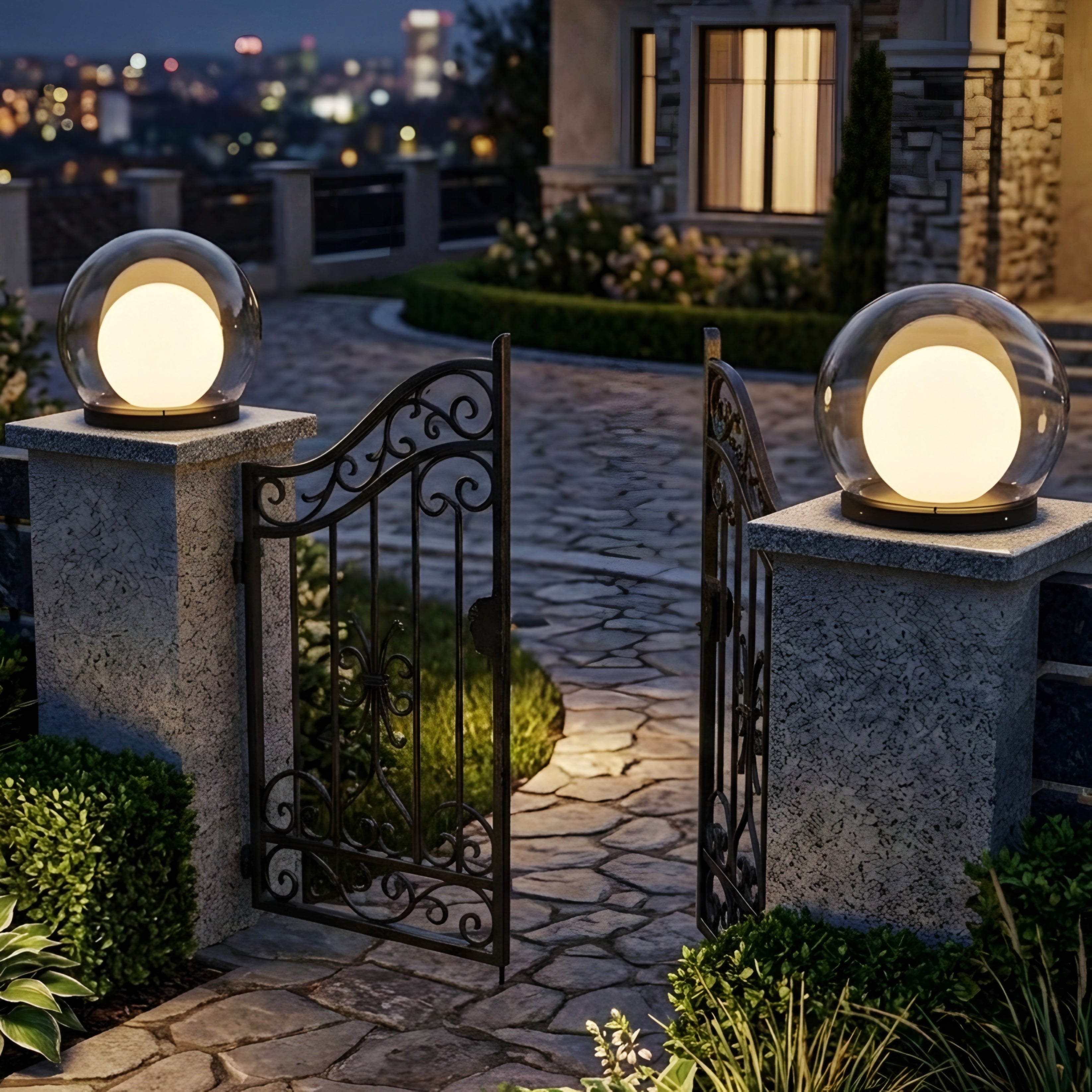 Solara Globe Pillar Light – LED Outdoor Waterproof Garden Fence Post Landscape Lighting