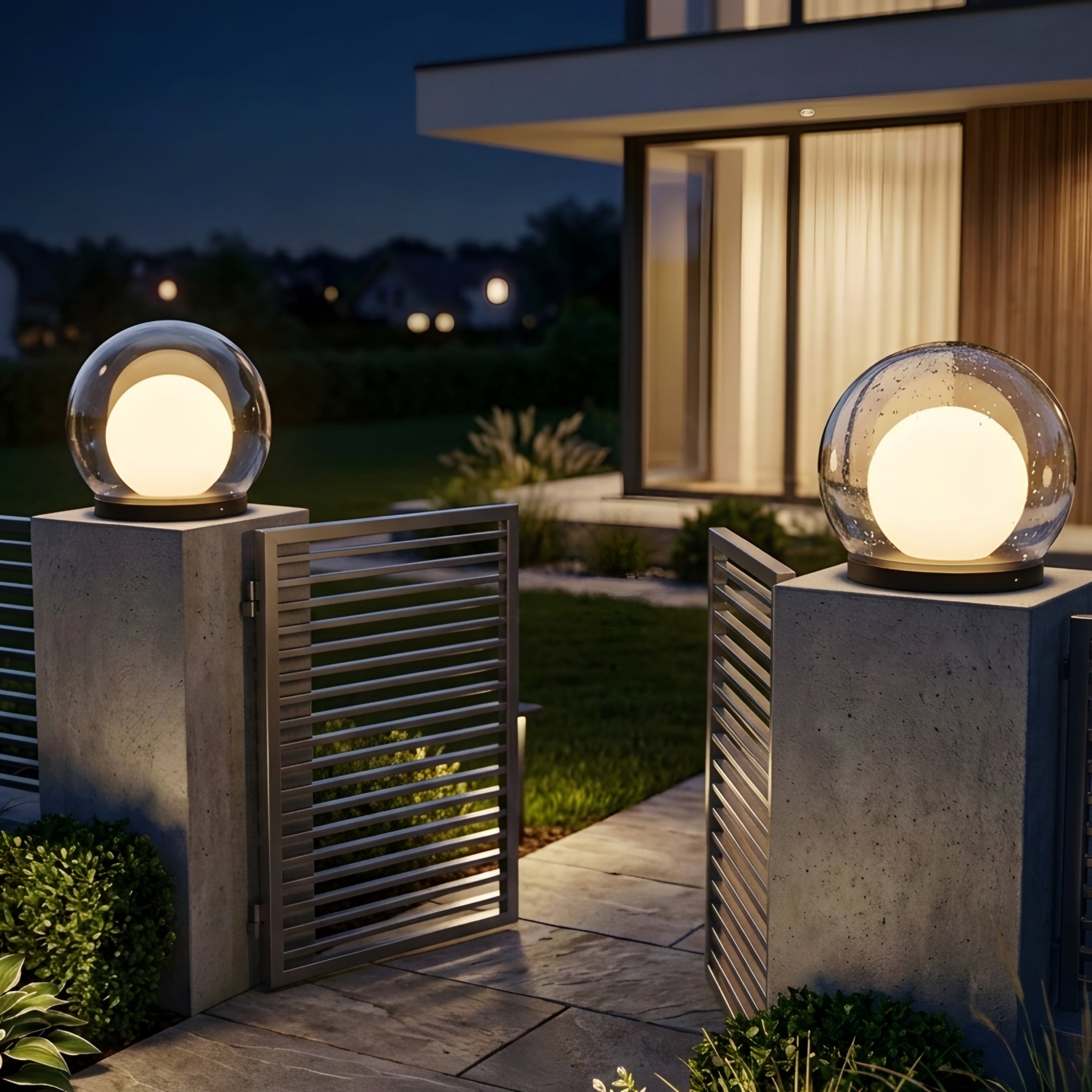 Solara Globe Pillar Light – LED Outdoor Waterproof Garden Fence Post Landscape Lighting