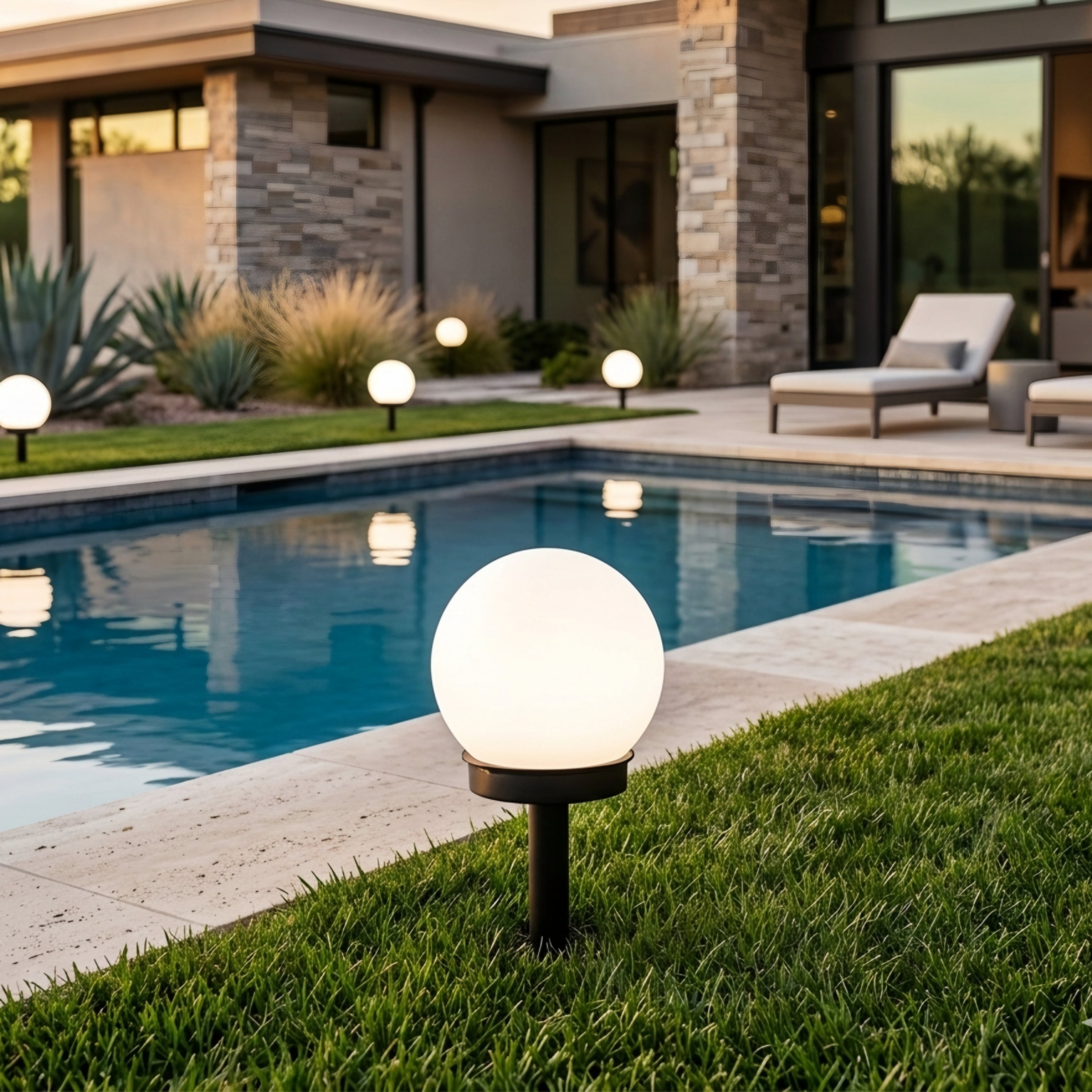 Lumo Solar Path Light – Outdoor LED Globe Garden Stake Light Waterproof Landscape Lighting