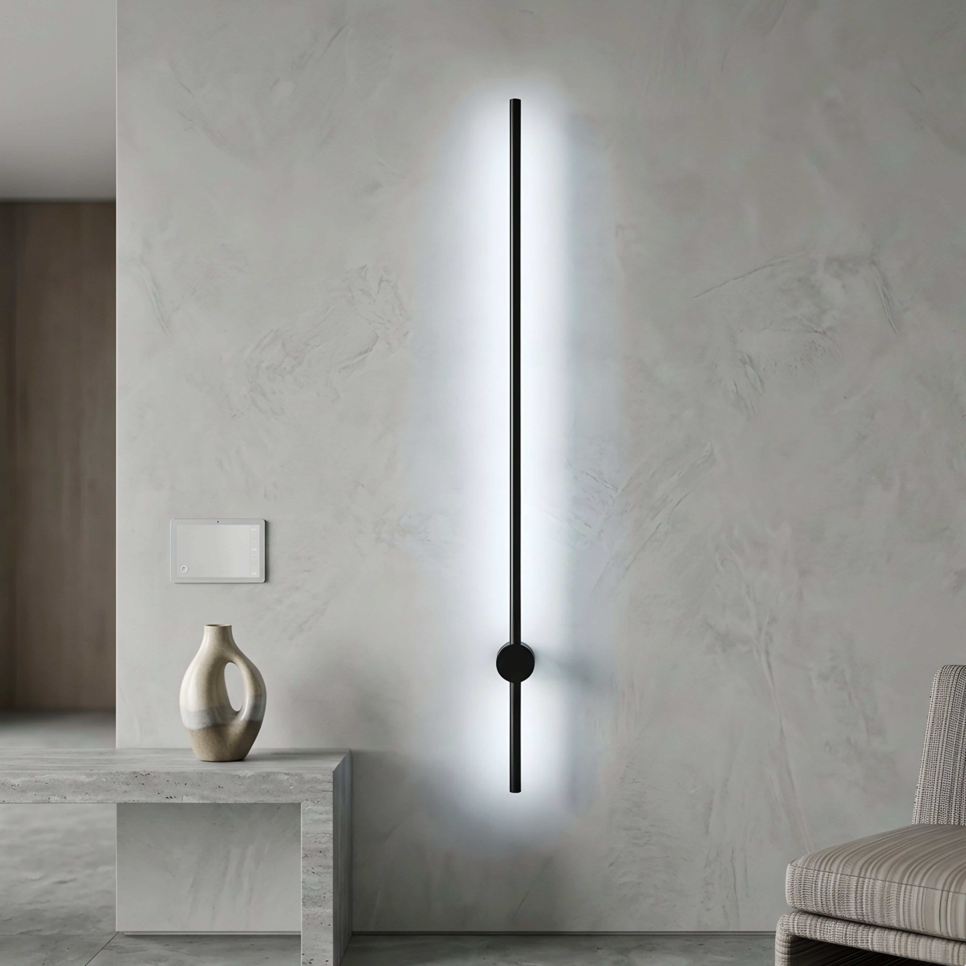 Linea Halo Wall Light – Minimalist Black Linear LED Sconce with Ambient Glow Accent Lighting