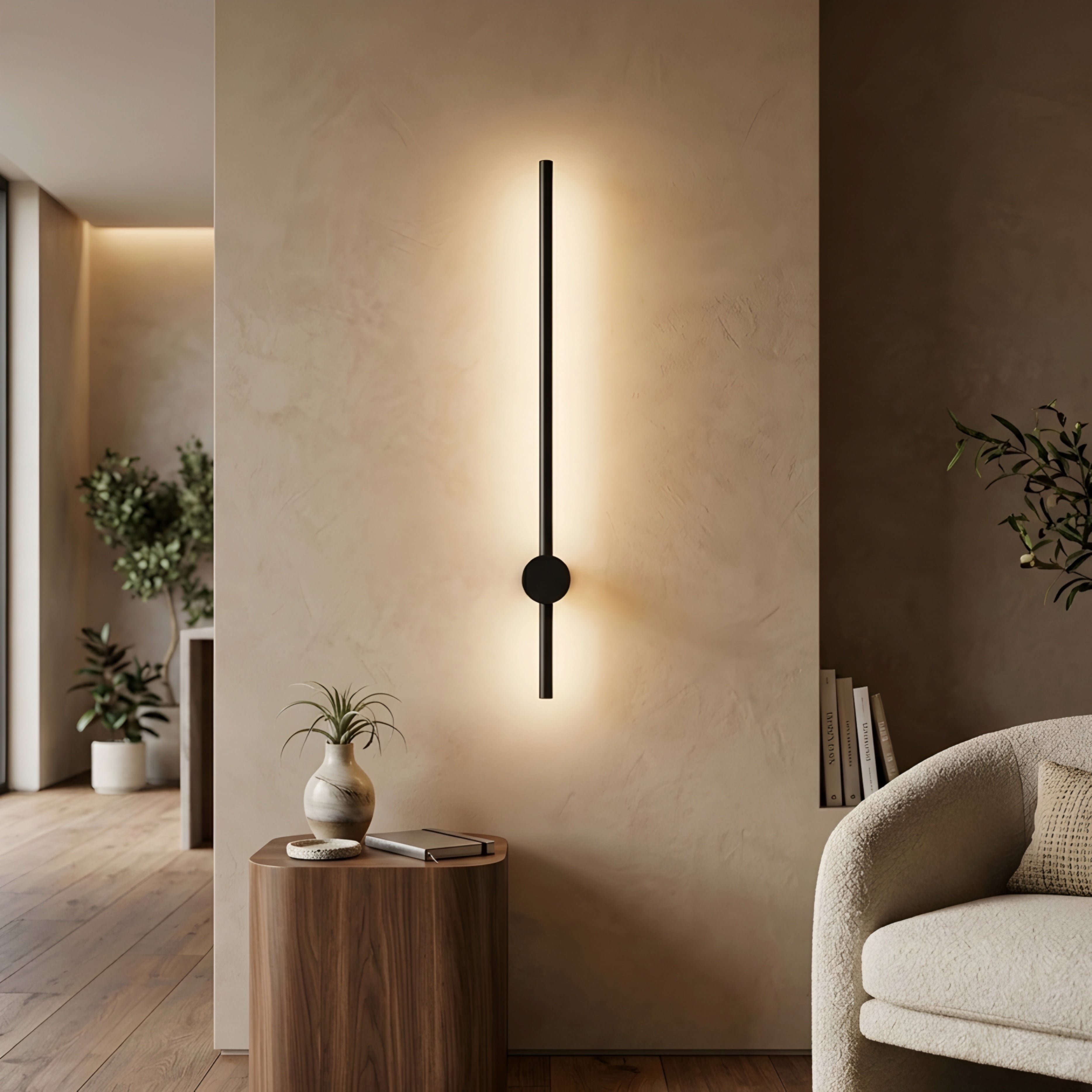 Linea Halo Wall Light – Minimalist Black Linear LED Sconce with Ambient Glow Accent Lighting