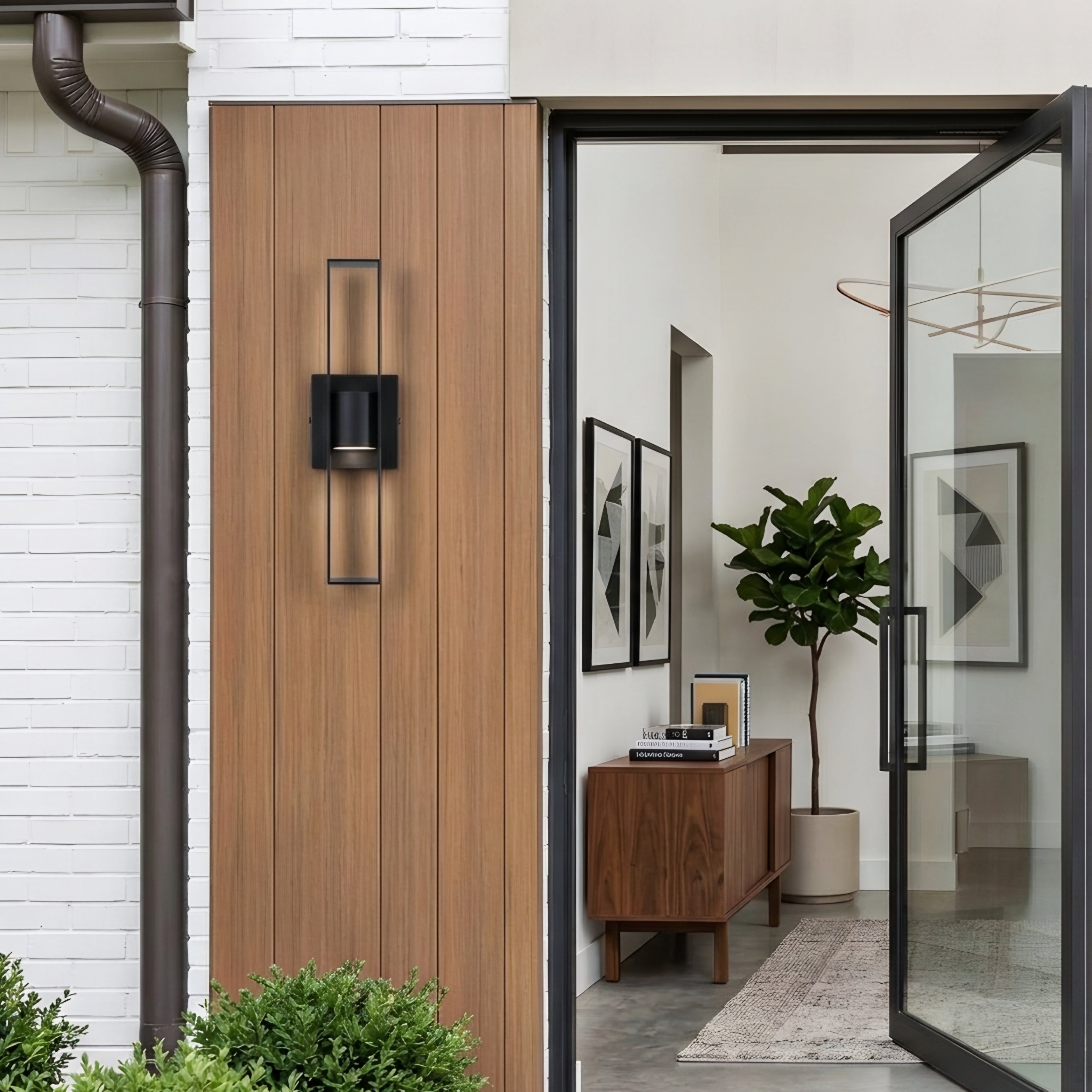 Avero Outdoor Wall Light – Modern Black Rectangular LED Up Down Exterior Sconce Waterproof Porch Lighting