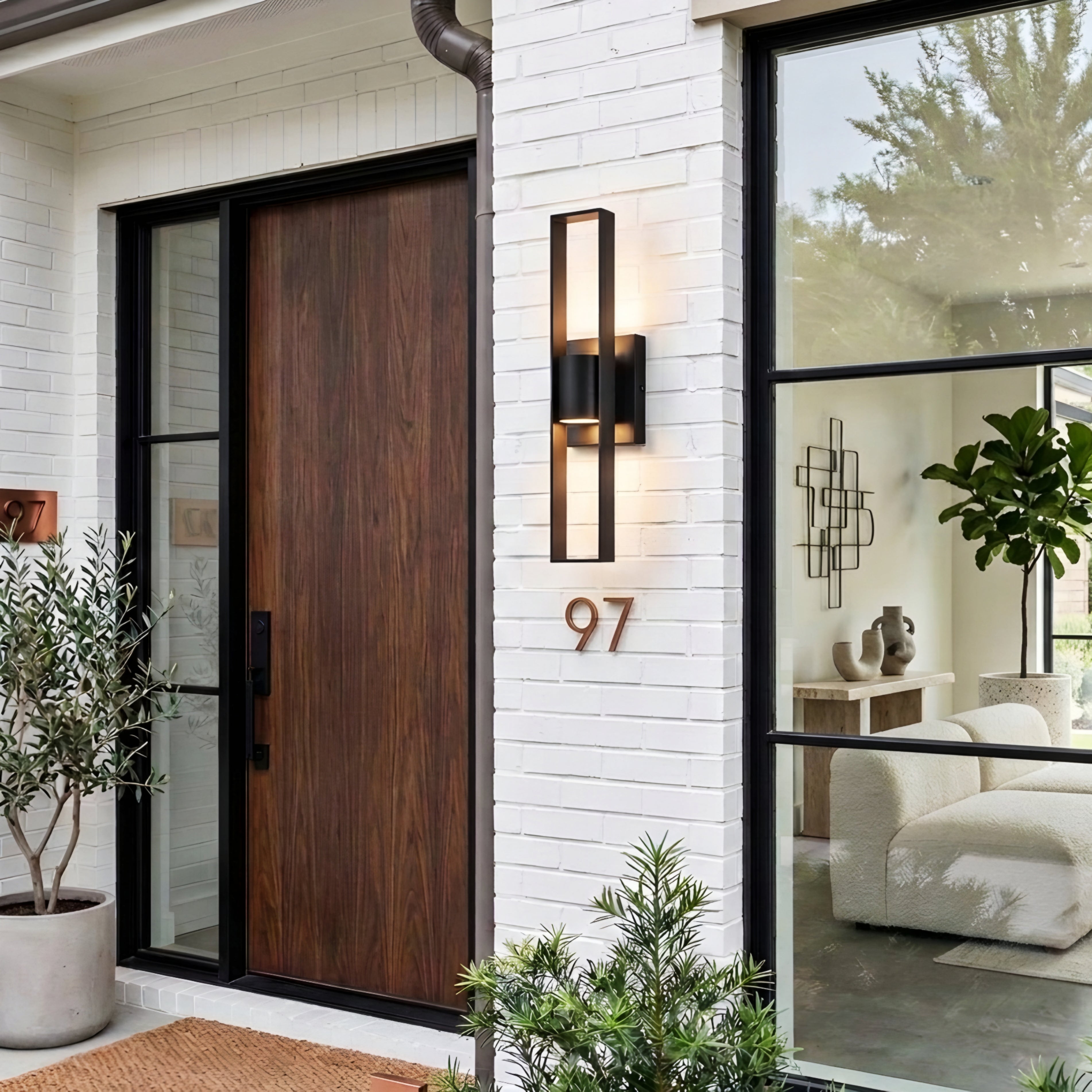 Avero Outdoor Wall Light – Modern Black Rectangular LED Up Down Exterior Sconce Waterproof Porch Lighting