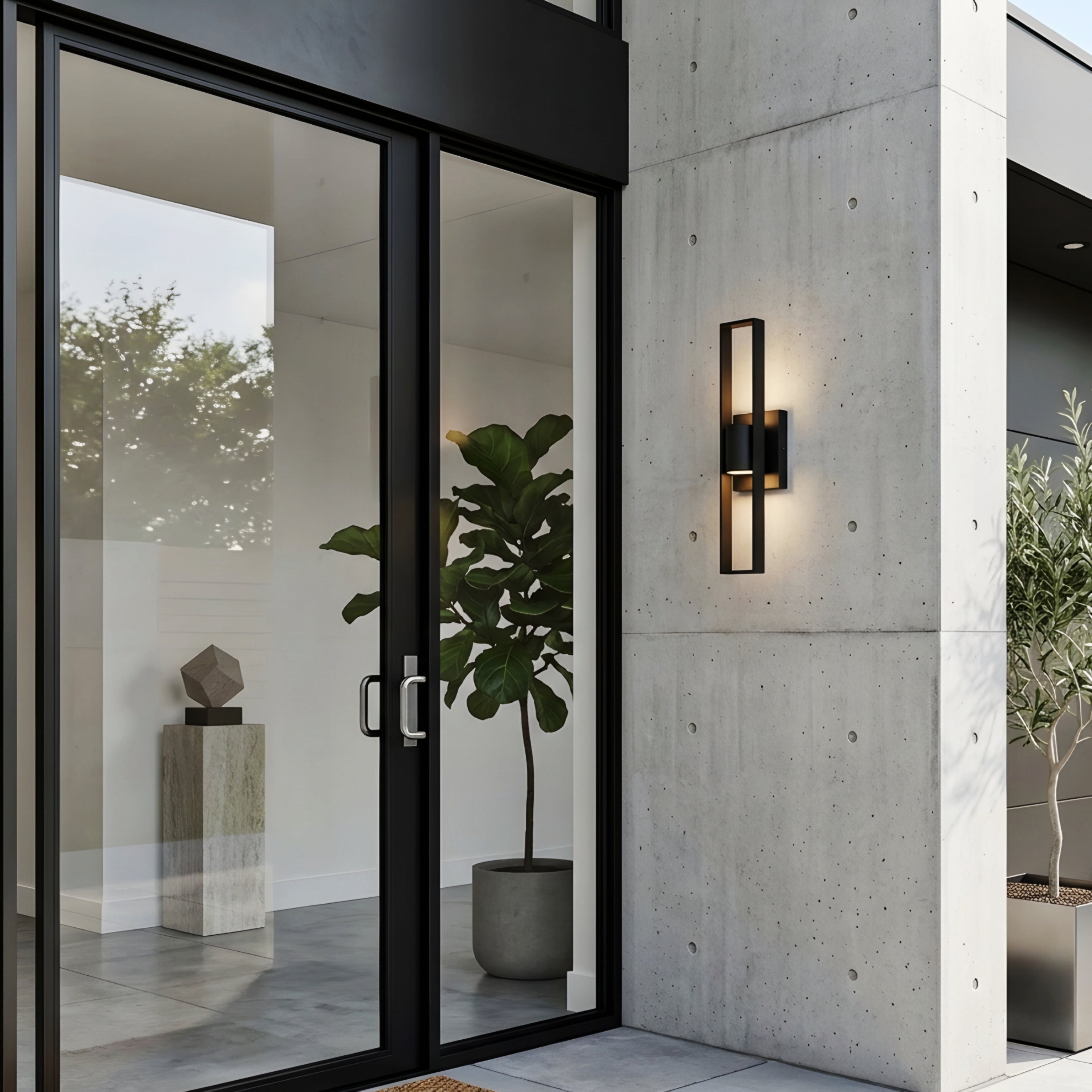 Avero Outdoor Wall Light – Modern Black Rectangular LED Up Down Exterior Sconce Waterproof Porch Lighting