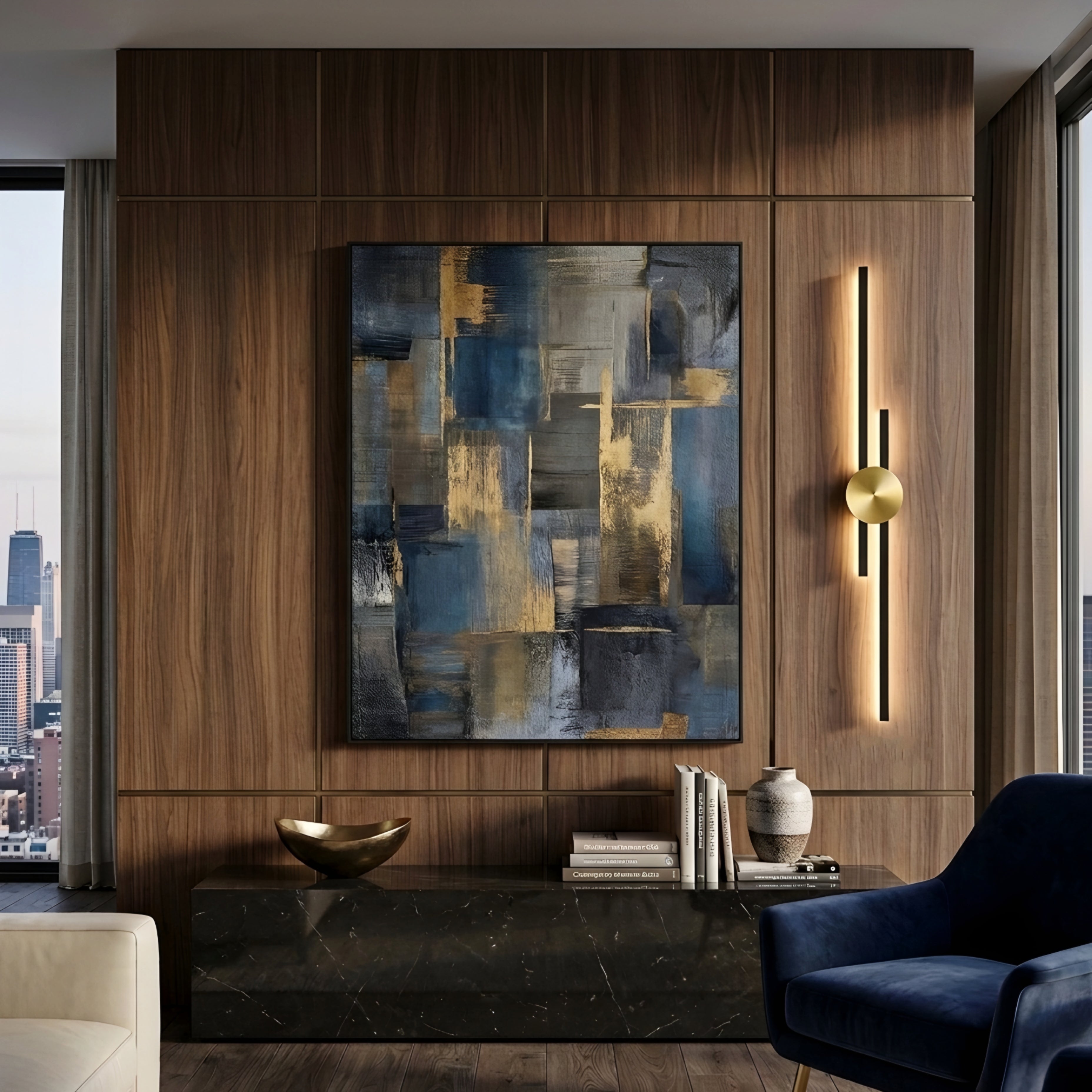 Zerano Wall Sconce – Modern Gold Disc Black Linear Minimalist Accent Wall Lighting Fixture