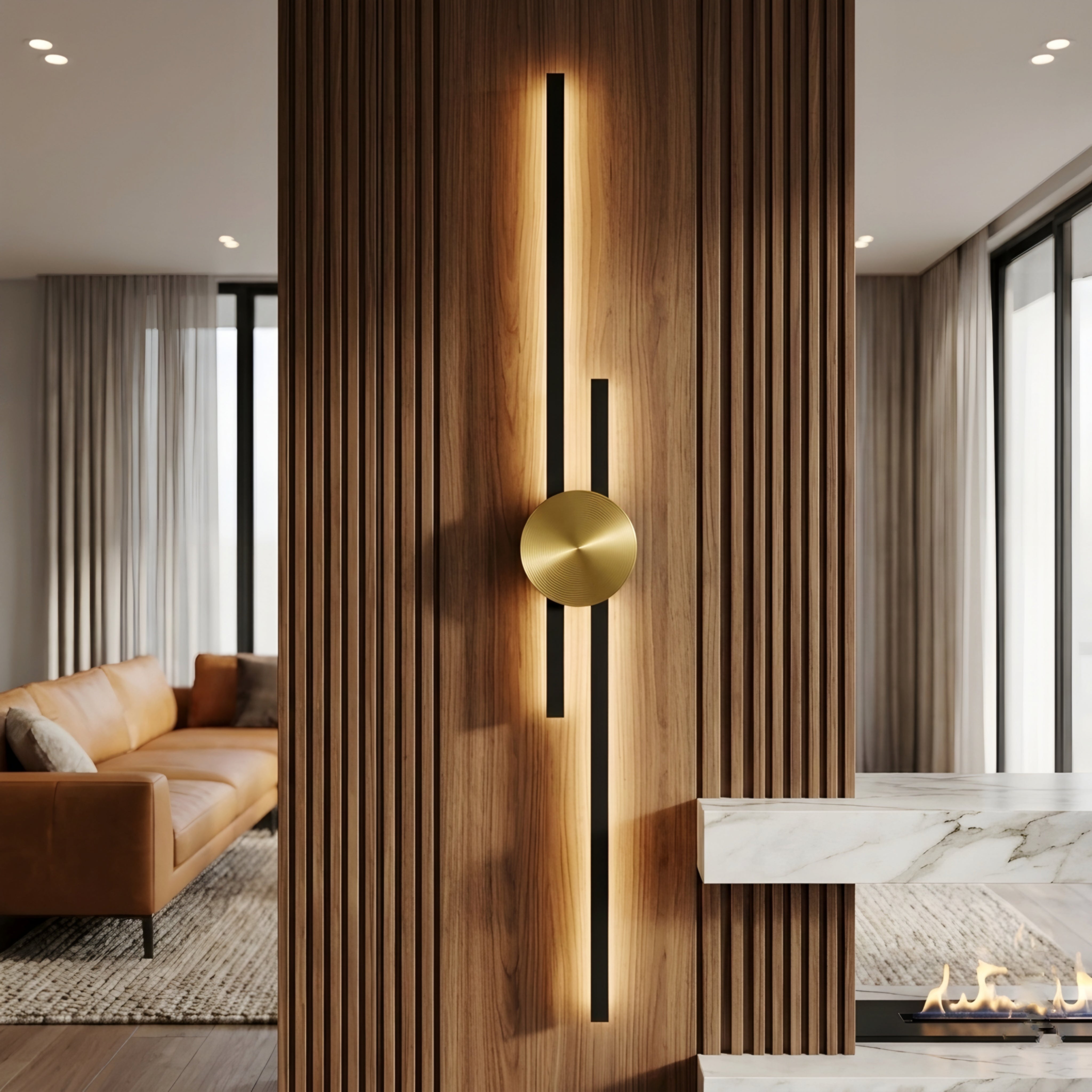 Zerano Wall Sconce – Modern Gold Disc Black Linear Minimalist Accent Wall Lighting Fixture