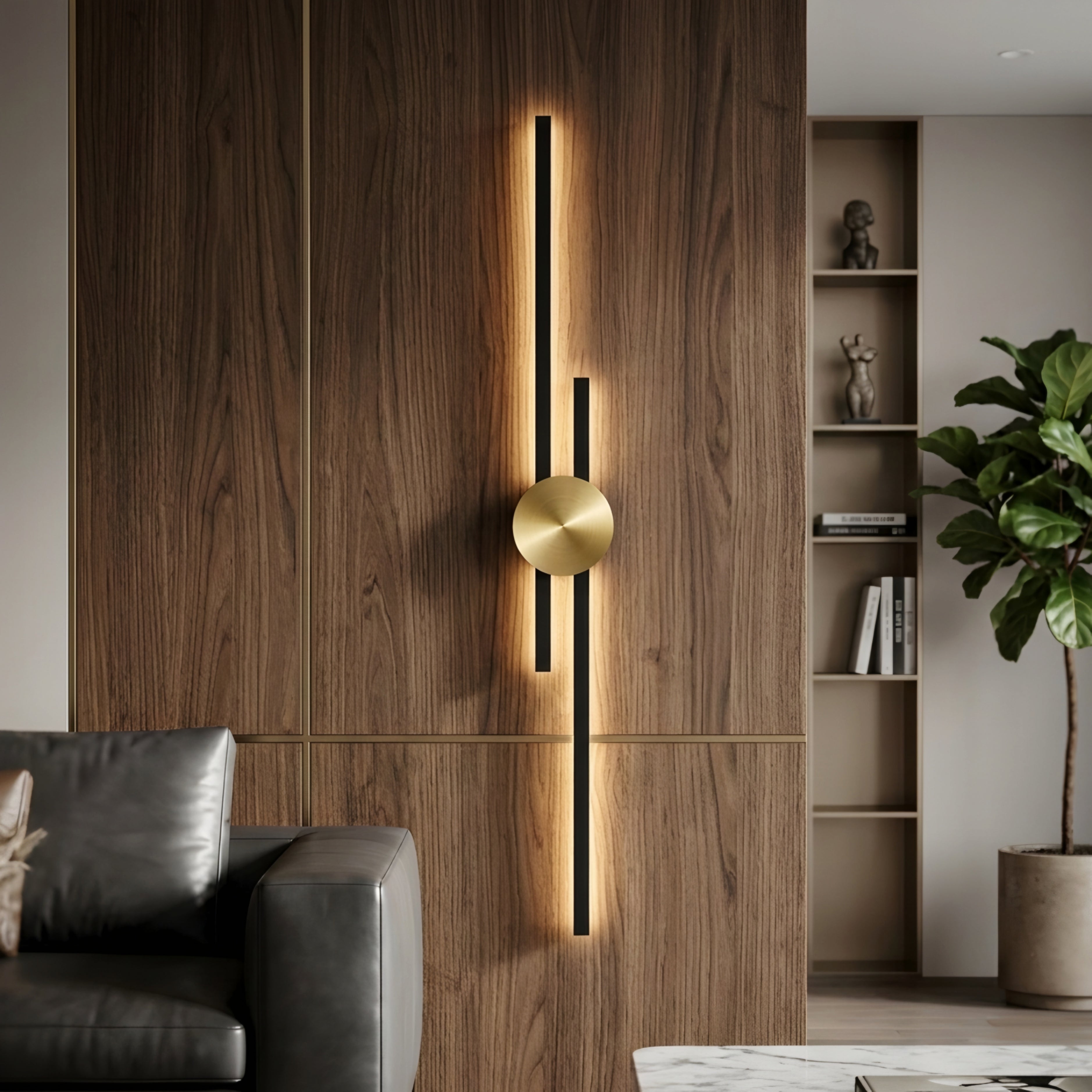 Zerano Wall Sconce – Modern Gold Disc Black Linear Minimalist Accent Wall Lighting Fixture