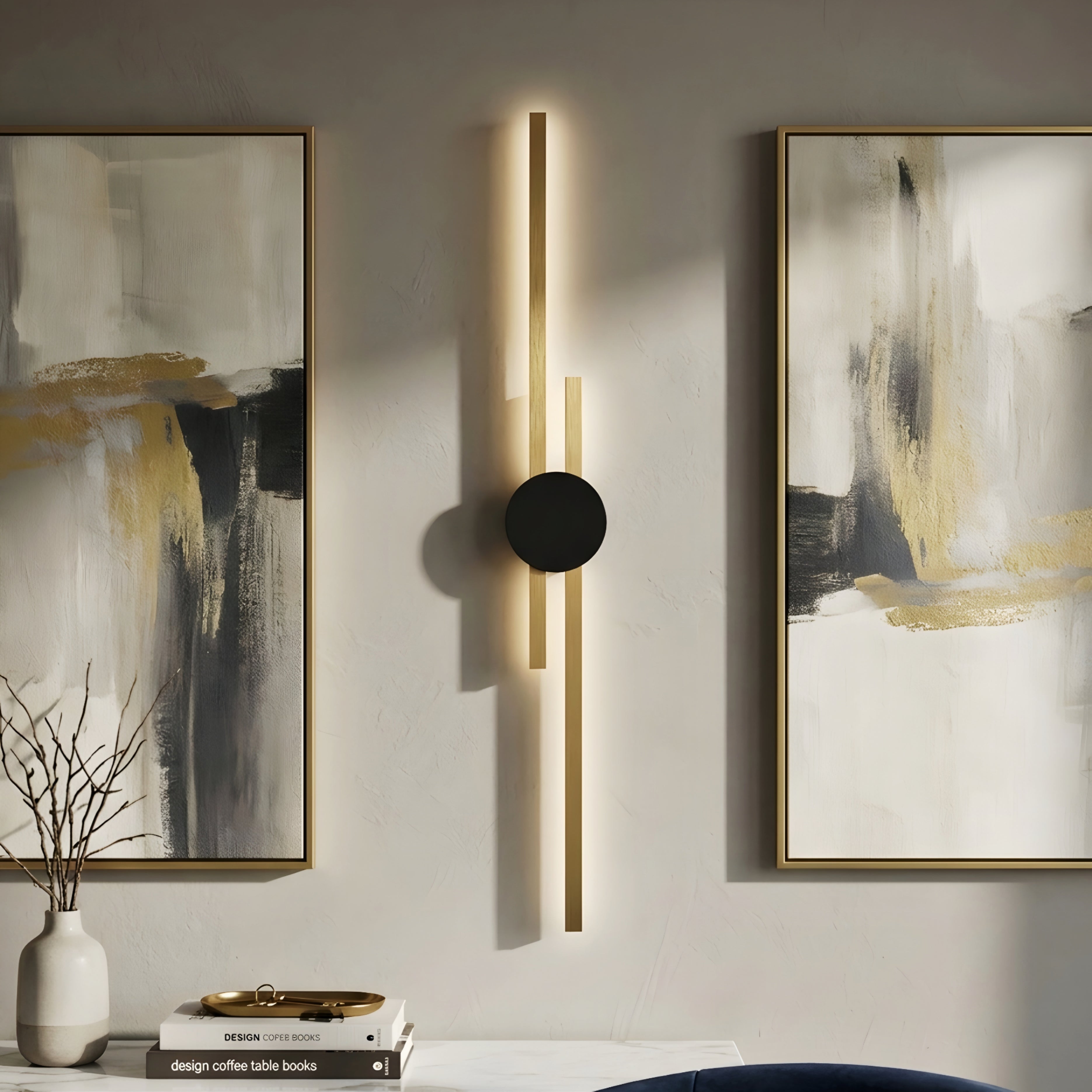 Zerano Wall Sconce – Modern Gold Disc Black Linear Minimalist Accent Wall Lighting Fixture