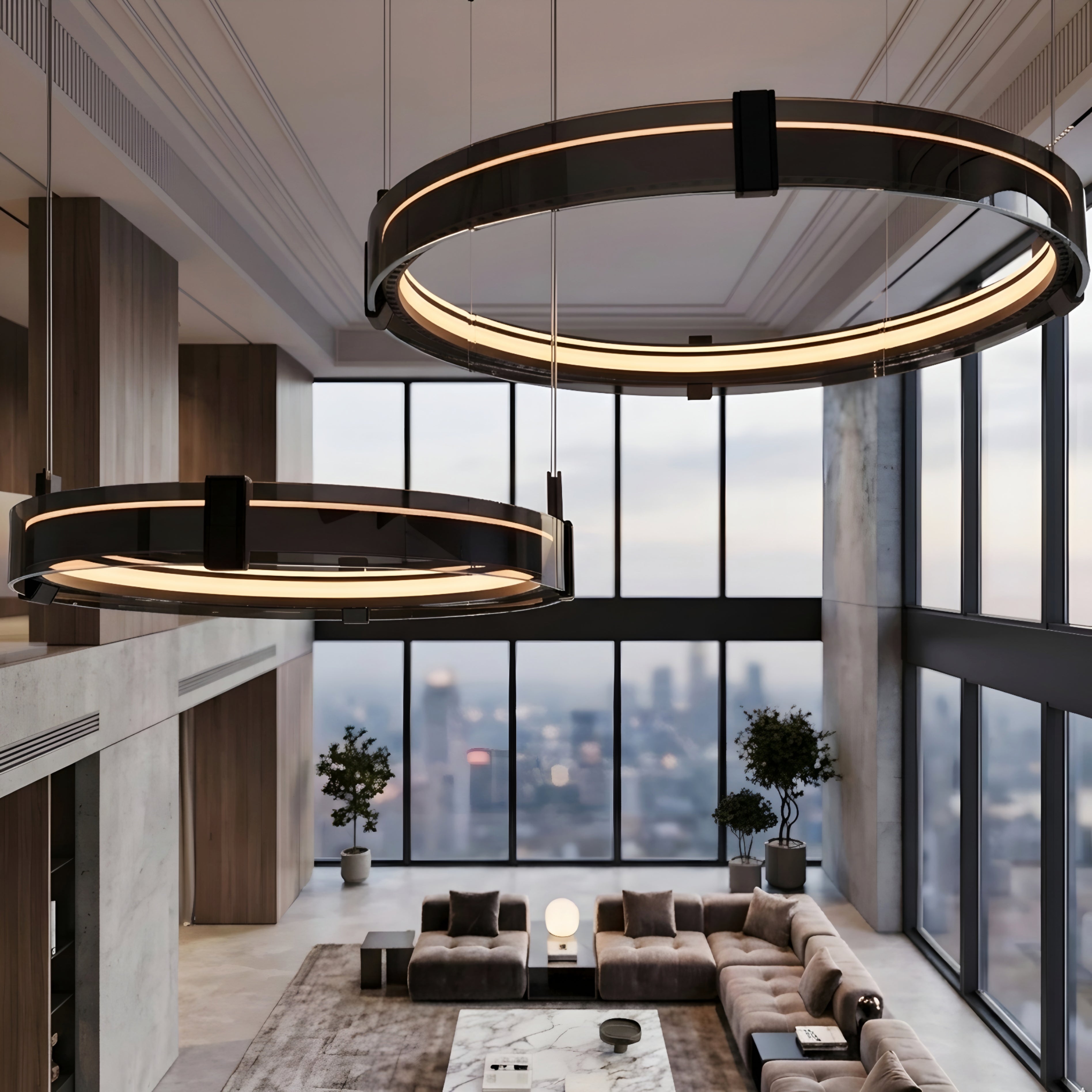 Virelli Ring Chandelier – Modern LED Multi Tier Circular Pendant Living Room Dining Ceiling Lighting