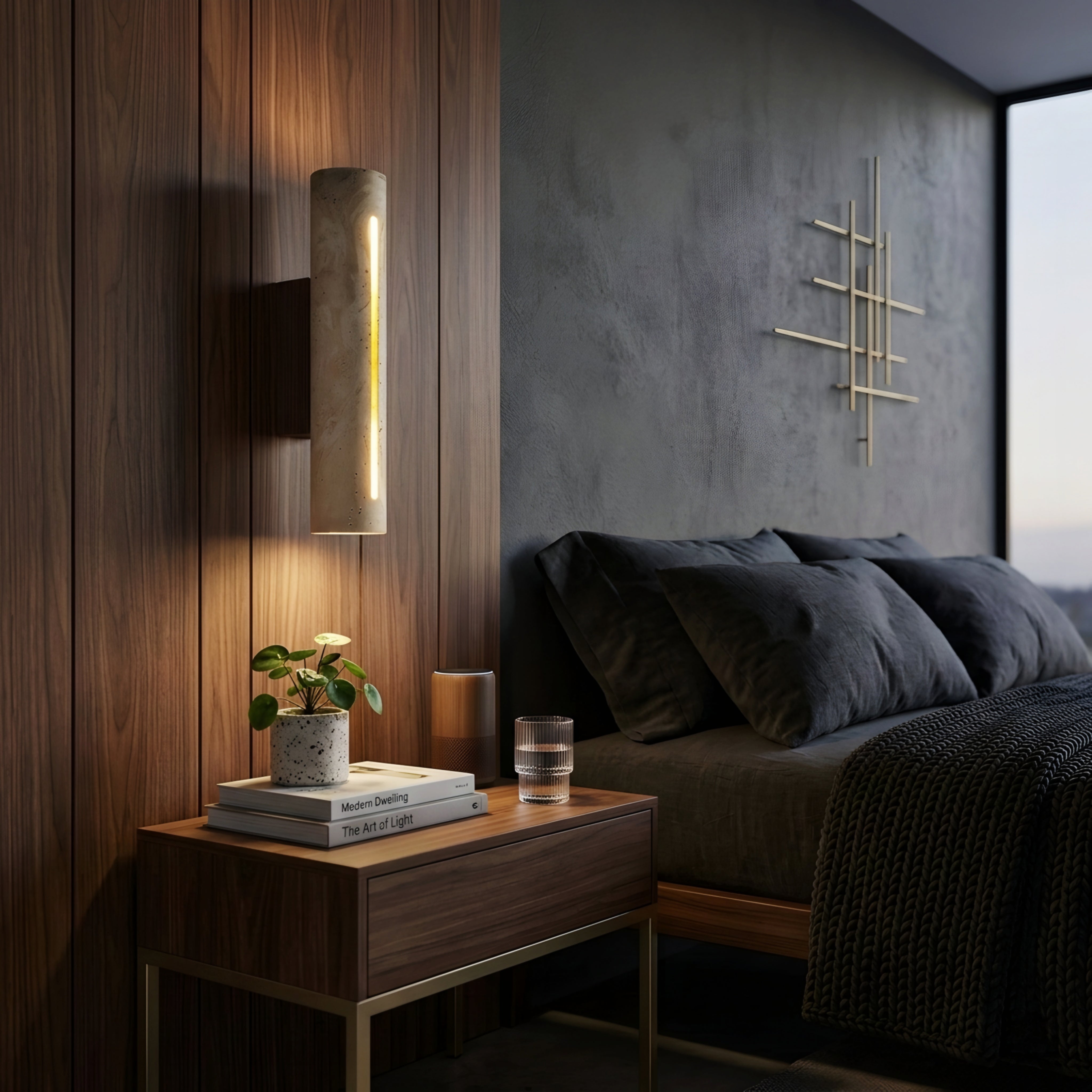 Travion Stone Wall Sconce – Modern Travertine LED Vertical Bathroom Hallway Ambient Lighting Fixture