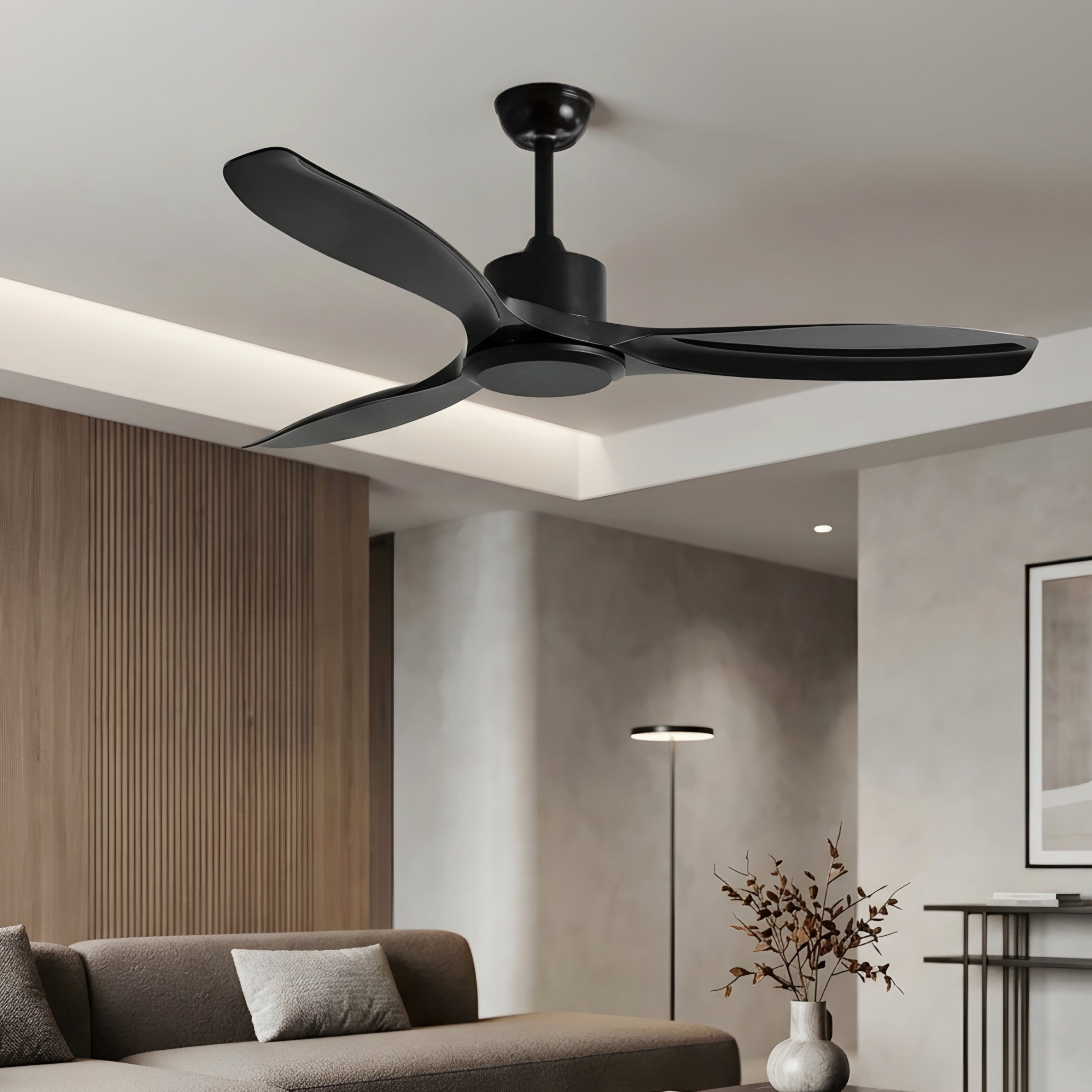Averon Ceiling Fan Light – Modern Wood Blade LED Nordic Minimalist Bedroom Living Room Cooling Lighting Fixture